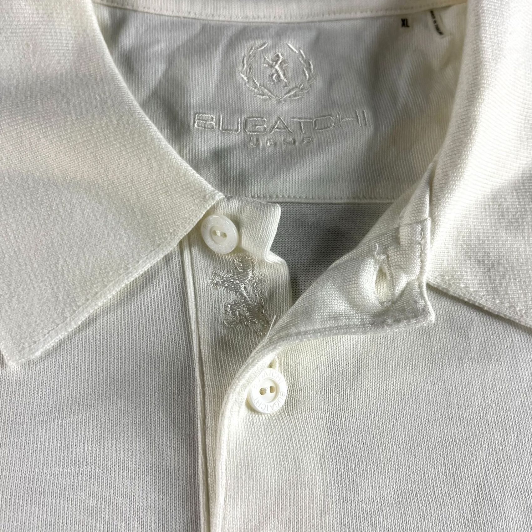 BUGATCHI BUGATCHI Polo Shirt Mens XL Ivory Golf Sports Classic Pima Cotton Short Sleeve Collared Pullover Button Logo Casual Formal Workwear Size US XL / EU 56 / 4 - 4 Thumbnail