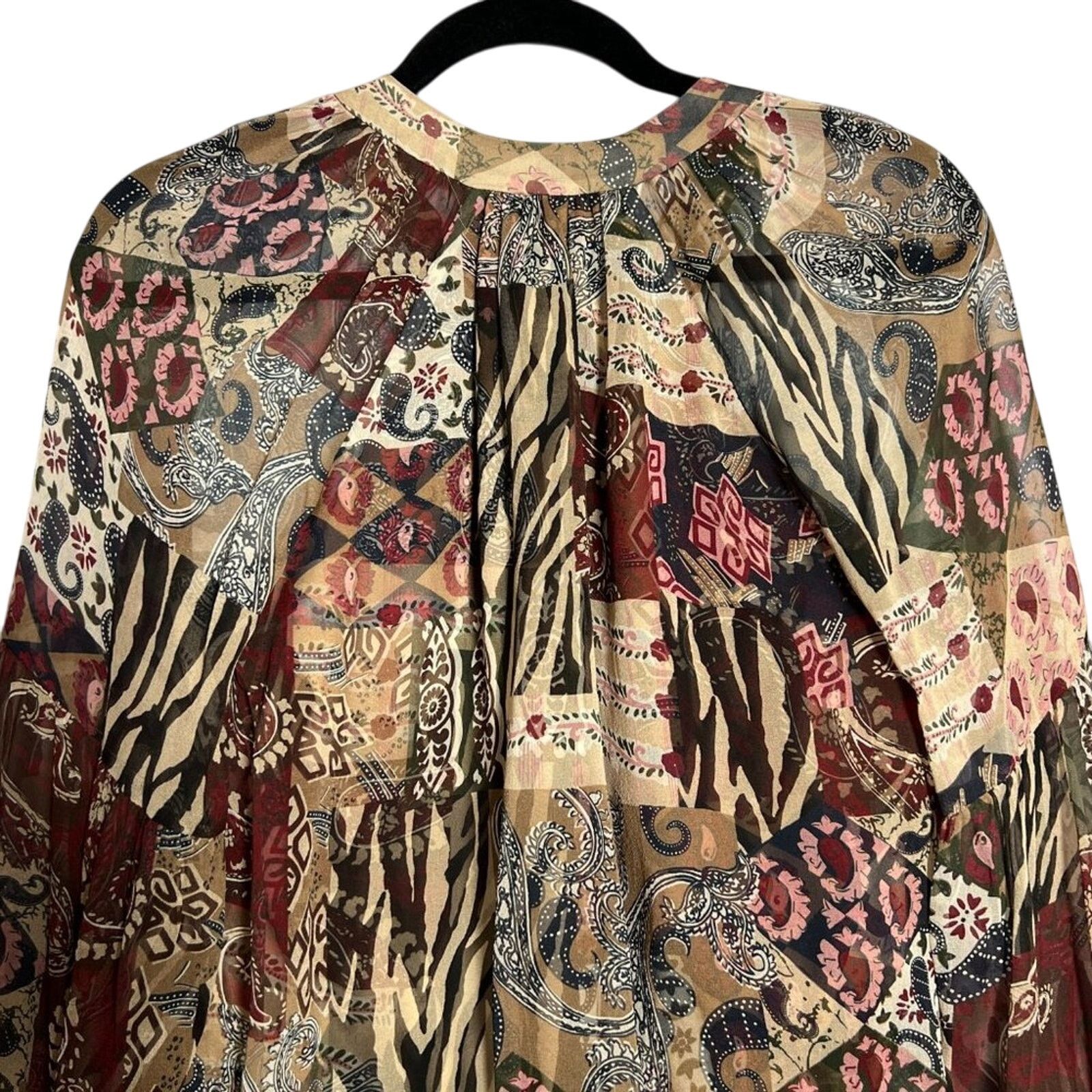 Veronica Beard Veronica Beard Jayce Silk Patchwork Blouse Print Size 2 Size XS / US 0-2 / IT 36-38 - 7 Thumbnail