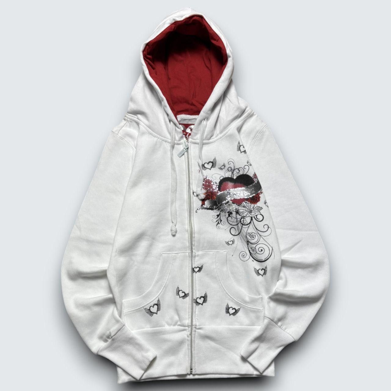Japanese Brand 00s Heart Graphic Hoodie White S Size S / US 4 / IT 40 - 1 Thumbnail