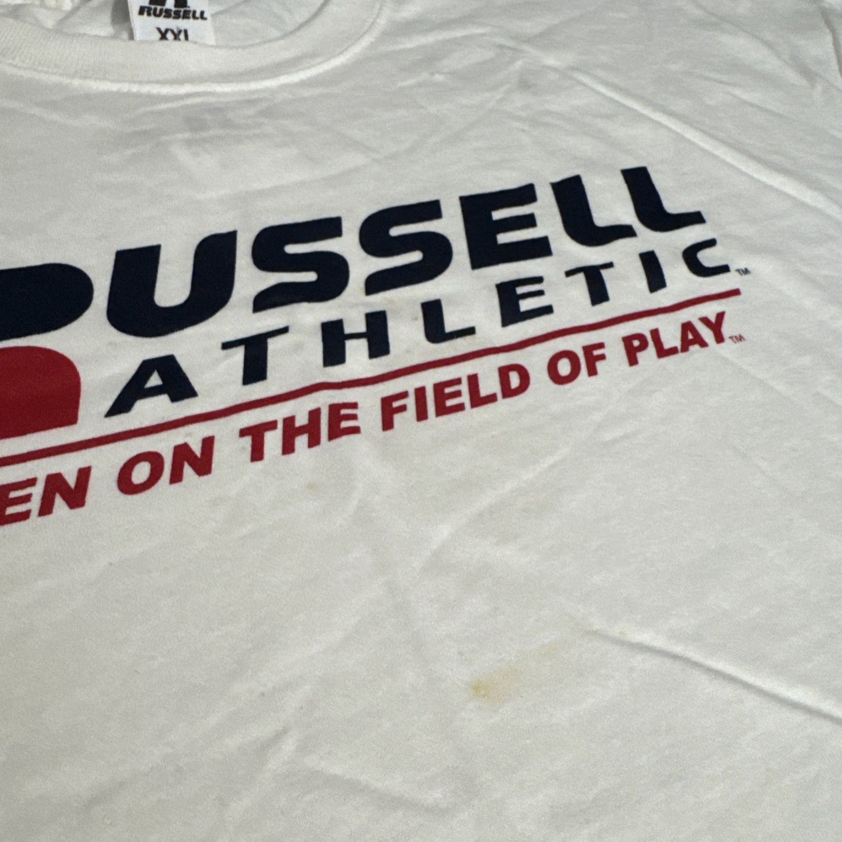 Russell Athletic VINTAGE Russell Athletic T-Shirt 2XL White Mens NOS New With Tags Advertising Y2K Promo Size US XXL / EU 58 / 5 - 4 Thumbnail