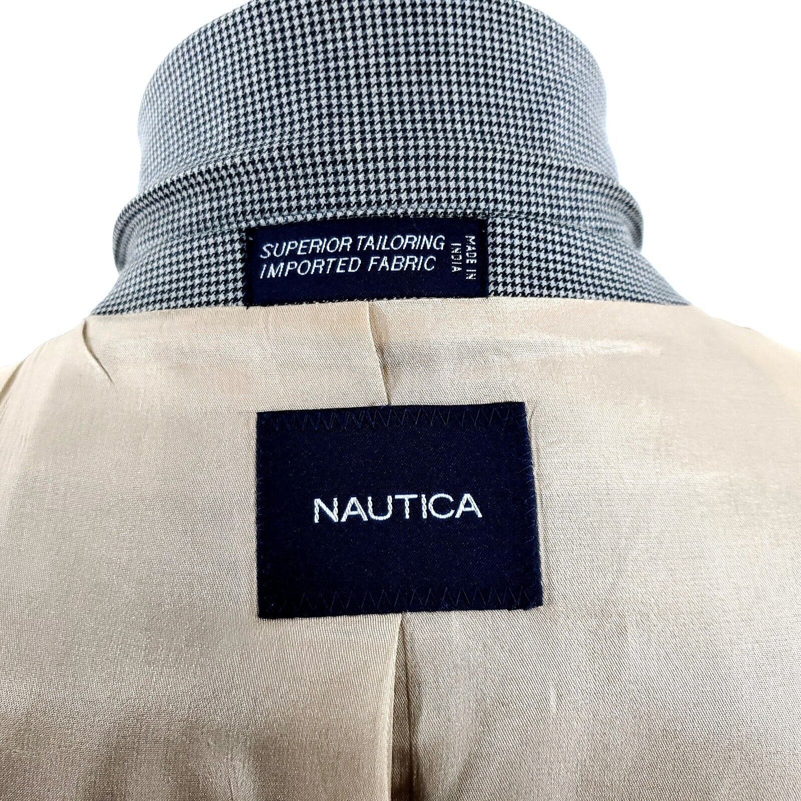 Nautica Nautica Wool 2 Button Sport Coat 44R Gray Beige Green Hounds Size 44R - 11 Thumbnail