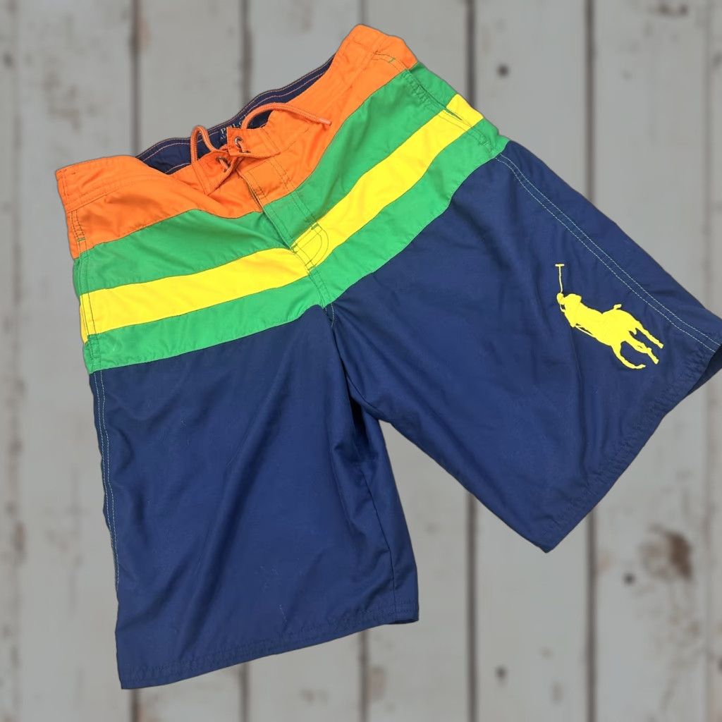 Polo Ralph Lauren Polo Ralph Lauren Swim Trunks L 14/16 Multicolor Board Shorts Logo Polo Player Blue Quick Dry Drawstring Elastic Waist 100% Polyester Mens Size US L / EU 52-54 / 3 - 1 Thumbnail