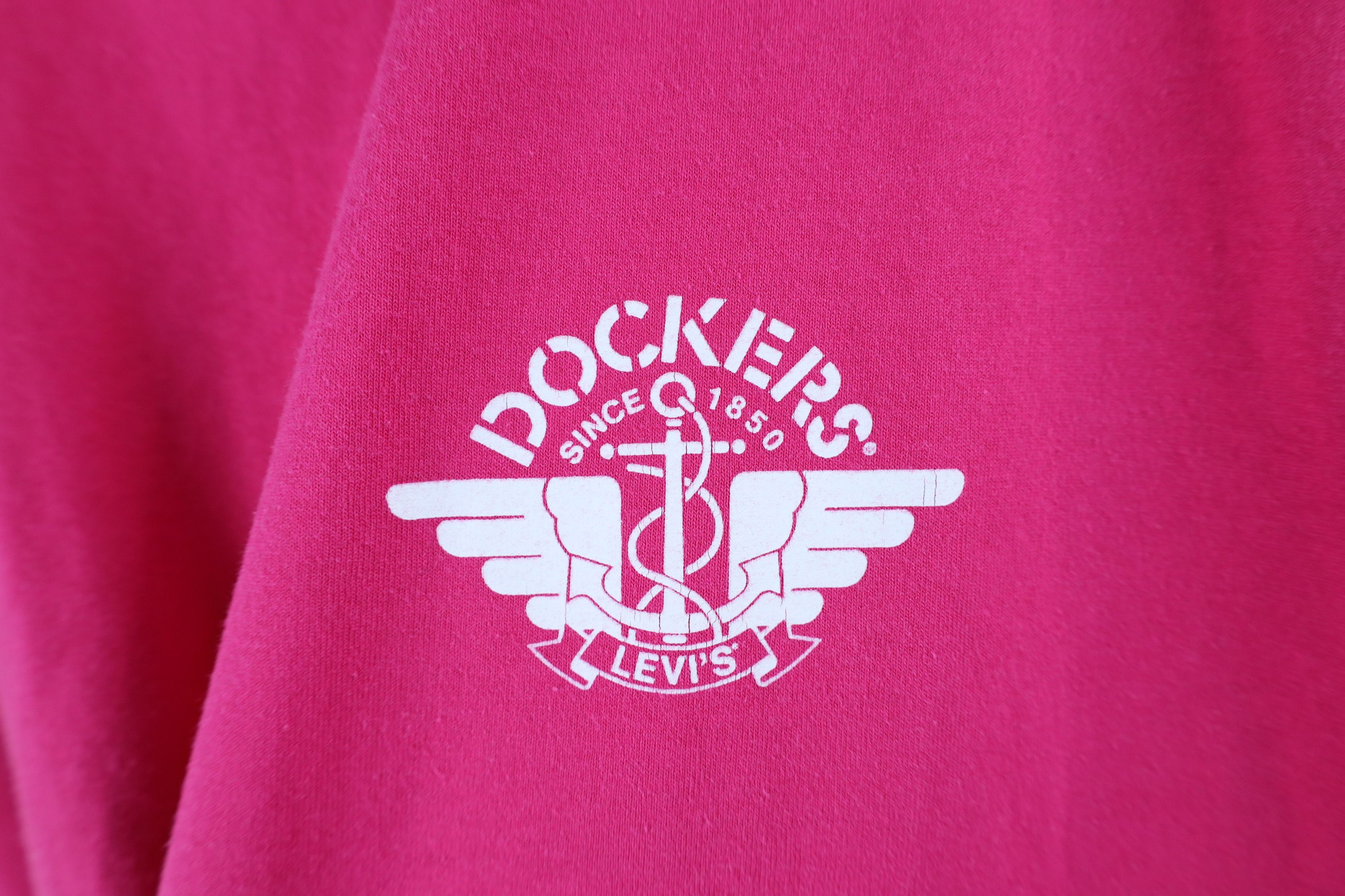 Hanes × Vintage Vintage 80s 90s Dockers x Levis Spell Out T-Shirt Pink USA Size US L / EU 52-54 / 3 - 4 Thumbnail