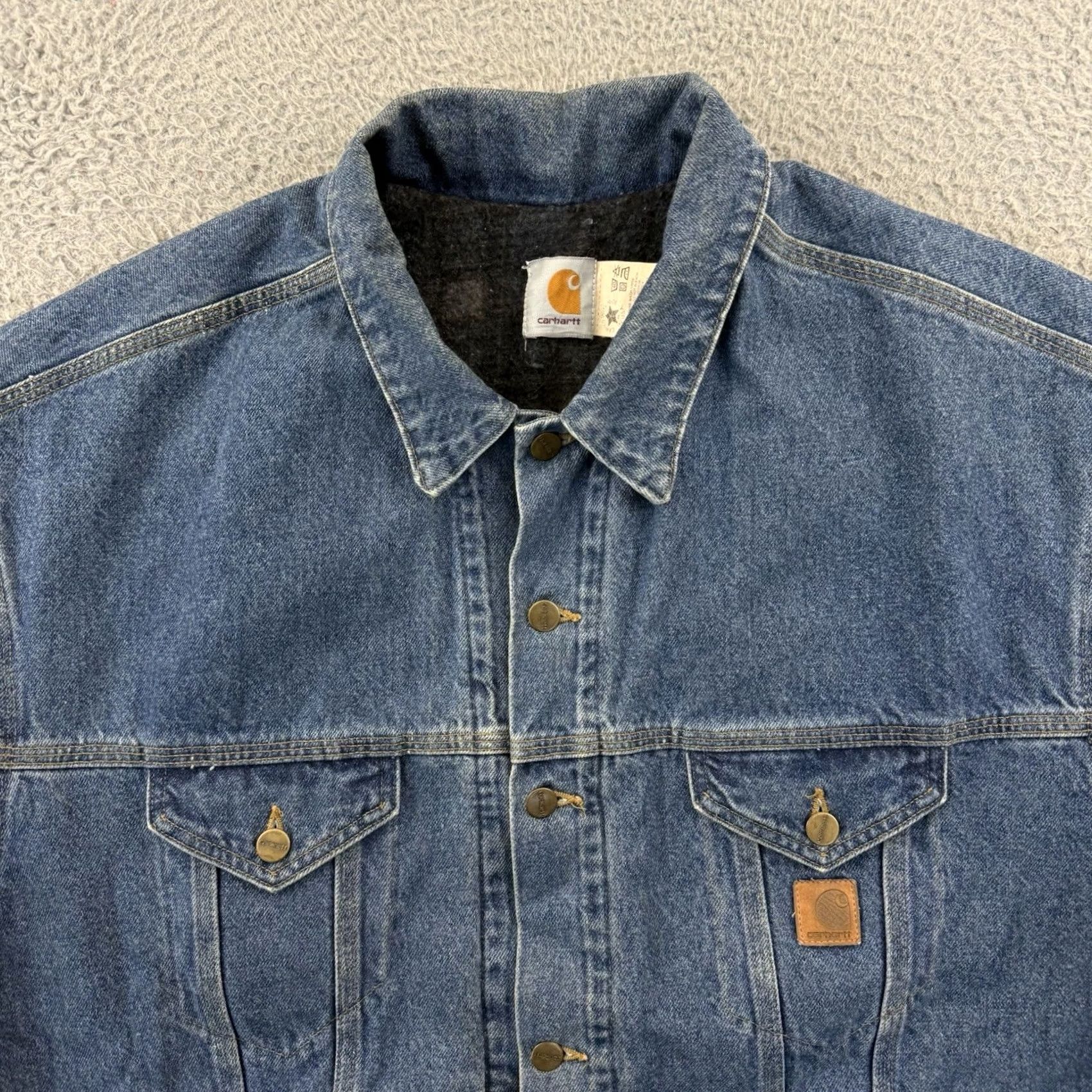 Carhartt VINTAGE Carhartt Denim Trucker Jacket Men’s 2XL Blue JB0998 Blanket Lined 90s Size US XXL / EU 58 / 5 - 3 Thumbnail