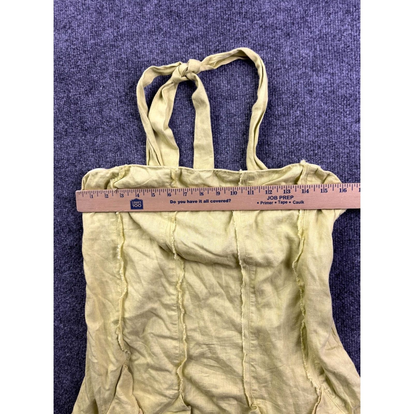Vintage VINTAGE_NO - (Not Vintage) Free-est Dress Womens M Yellow Halter Sundress Boho Lace Hem Ruffle Short Sleeveless Casual Festival Shorthm? Size 32" / US 10 / IT 46 - 2 Thumbnail