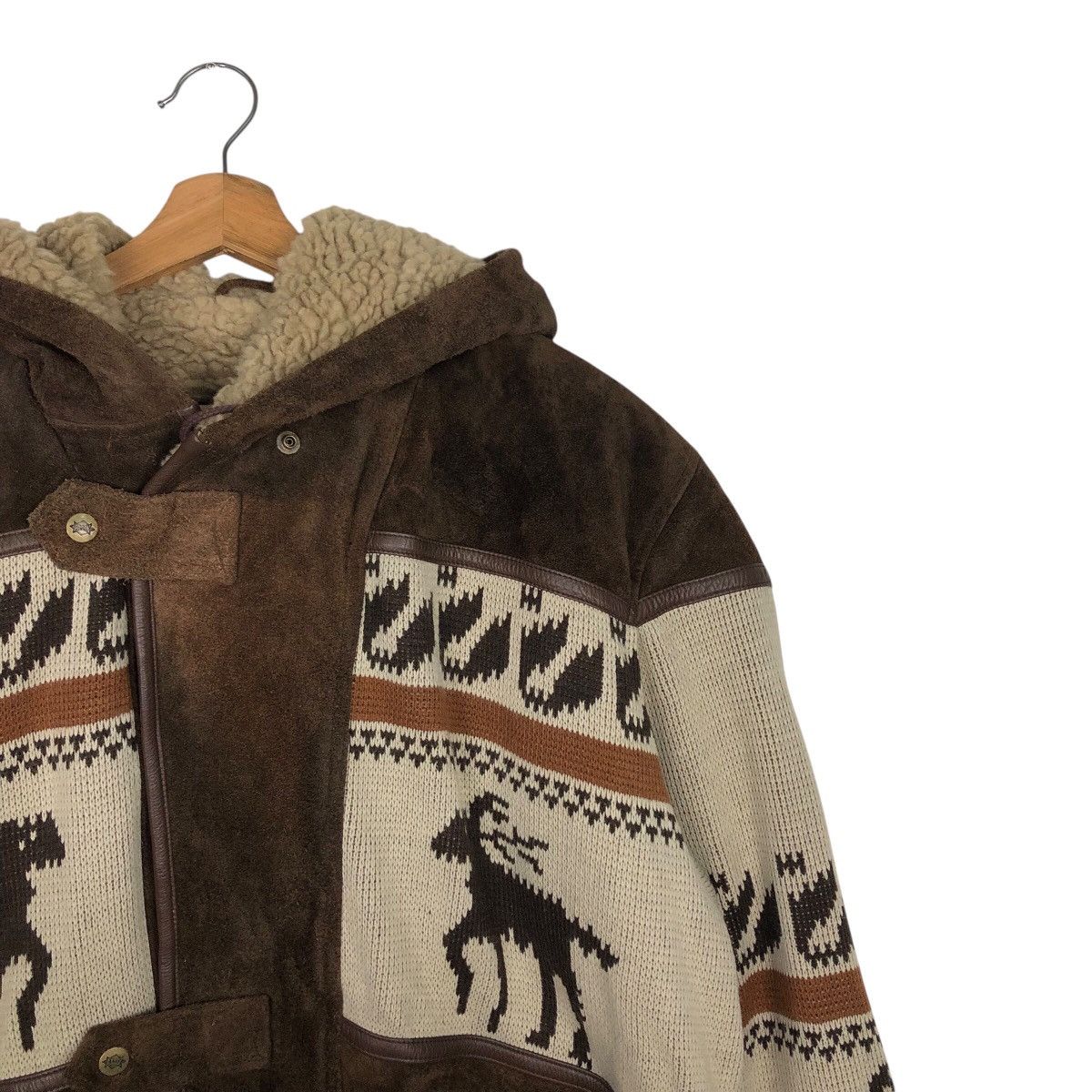 Japanese Brand Vtg ALLIX Cowboy Fleece-Lined Jacket Heavy Suede Paneling Size US L / EU 52-54 / 3 - 7 Thumbnail