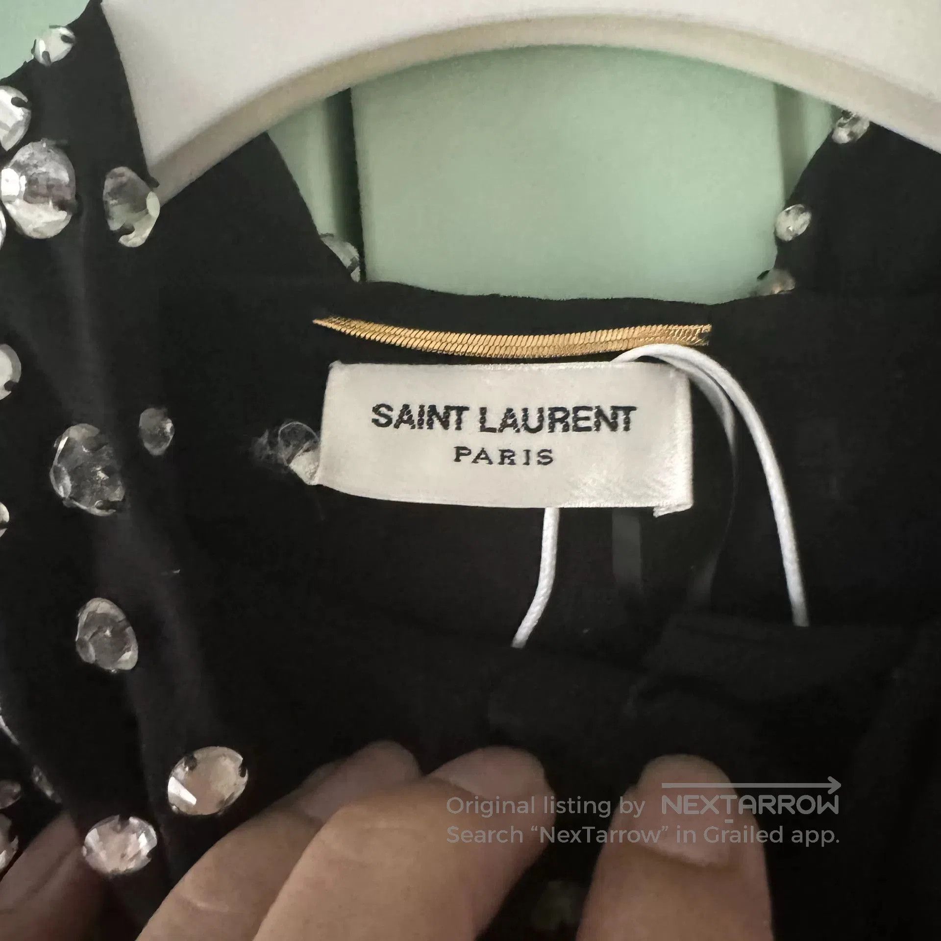 Saint Laurent Paris Saint Laurent Black Rhinestone Shirt. Size S / US 4 / IT 40 - 3 Thumbnail