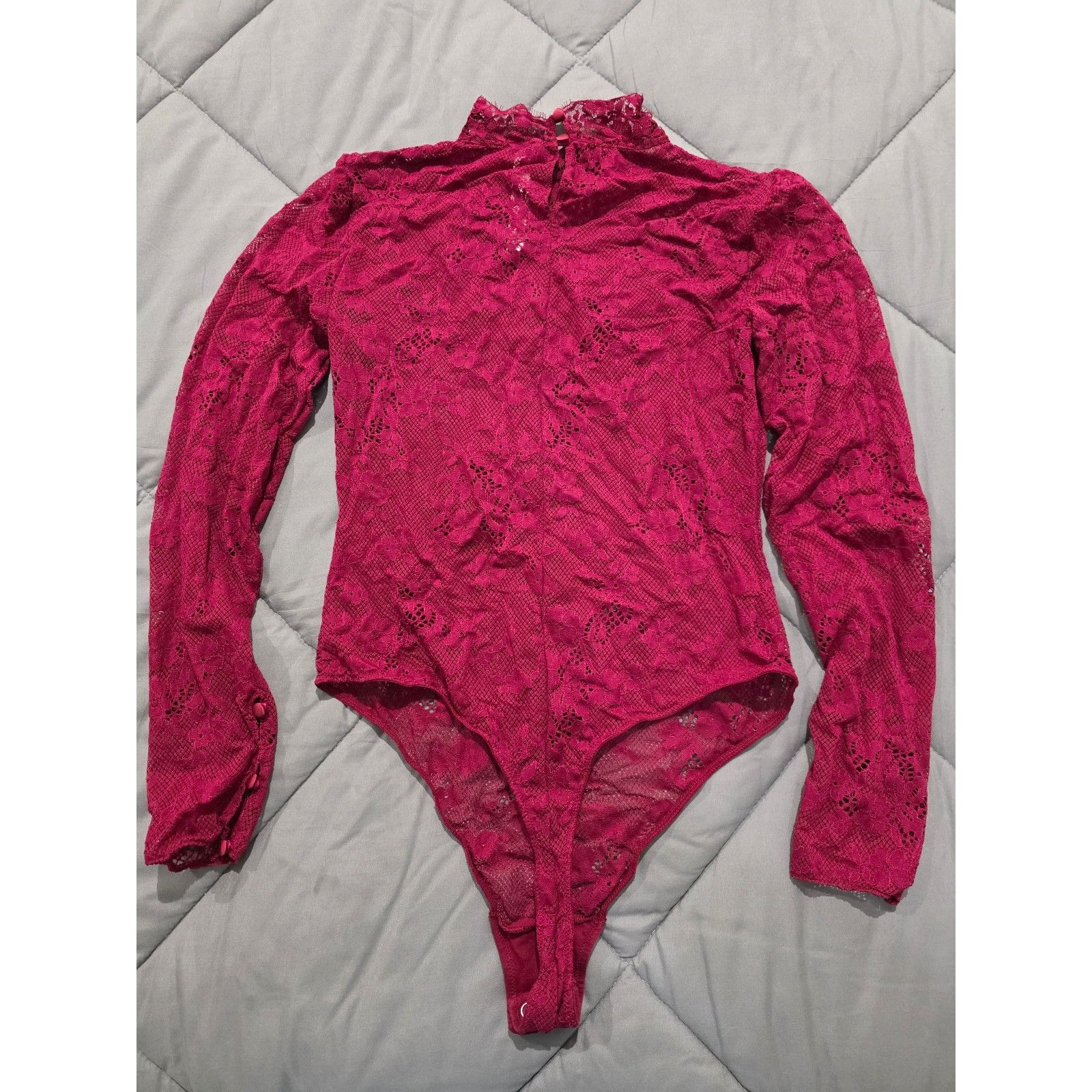 Victoria's Secret Womens size Medium Gorgeous Lace Long Sleeved Bodysuit Victo Size ONE SIZE - 7 Thumbnail