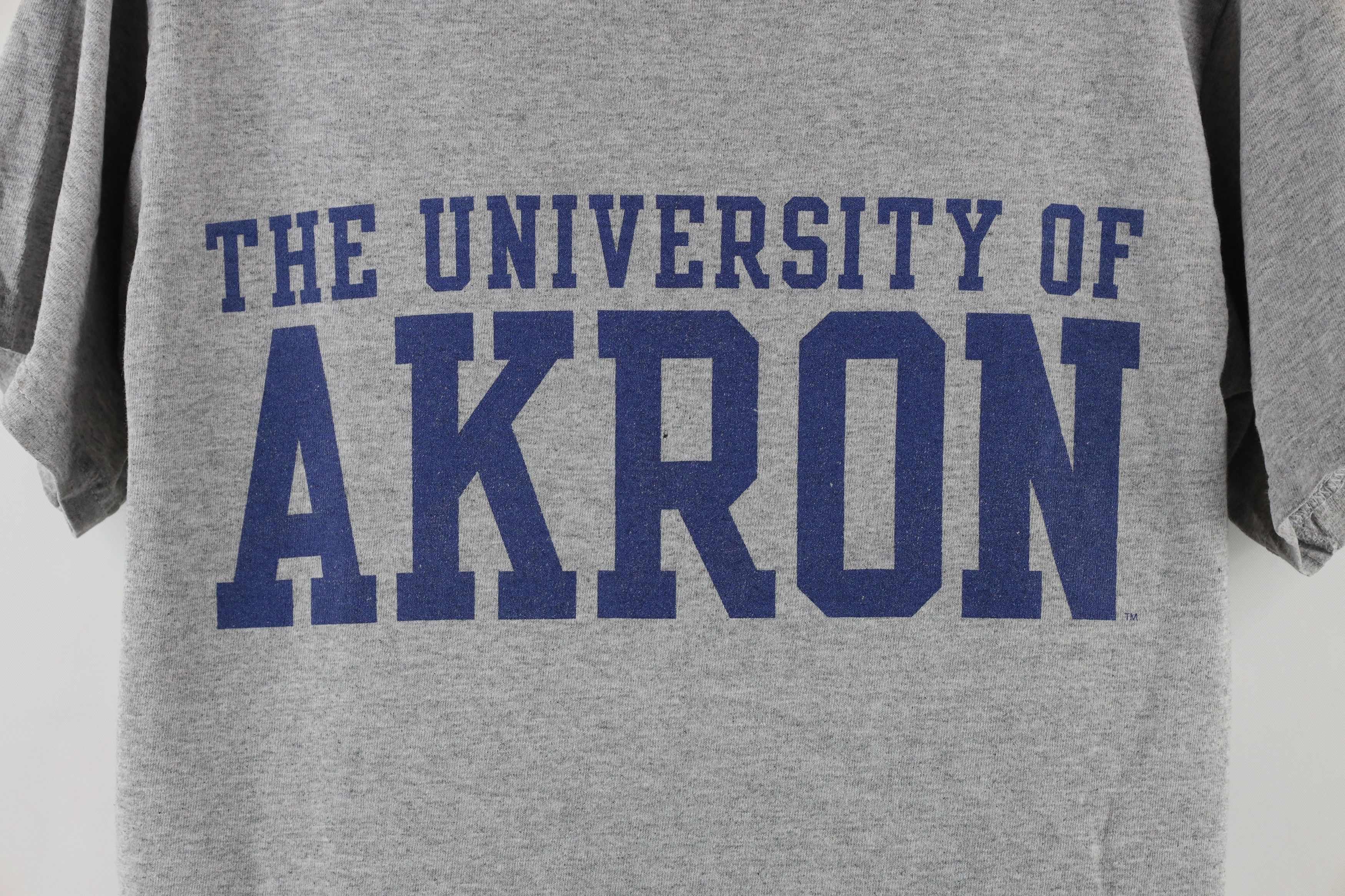 Vintage Vintage 90s Spell Out The University of Akron T-Shirt Gray Size US S / EU 44-46 / 1 - 4 Thumbnail