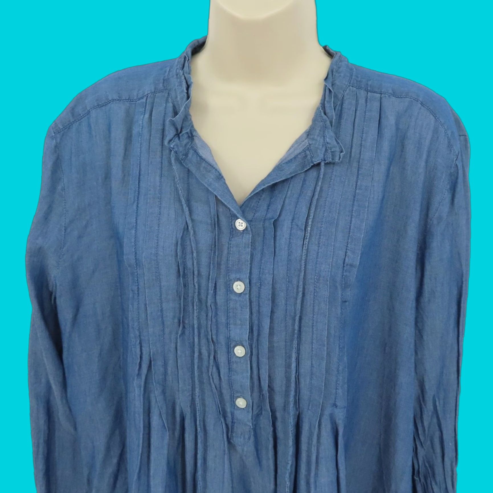 Ann Taylor LOFT Ann Taylor Women XL Softened Shirt Blue Chambray Flowy Top Blouse Size XL / US 12-14 / IT 48-50 - 1 Thumbnail