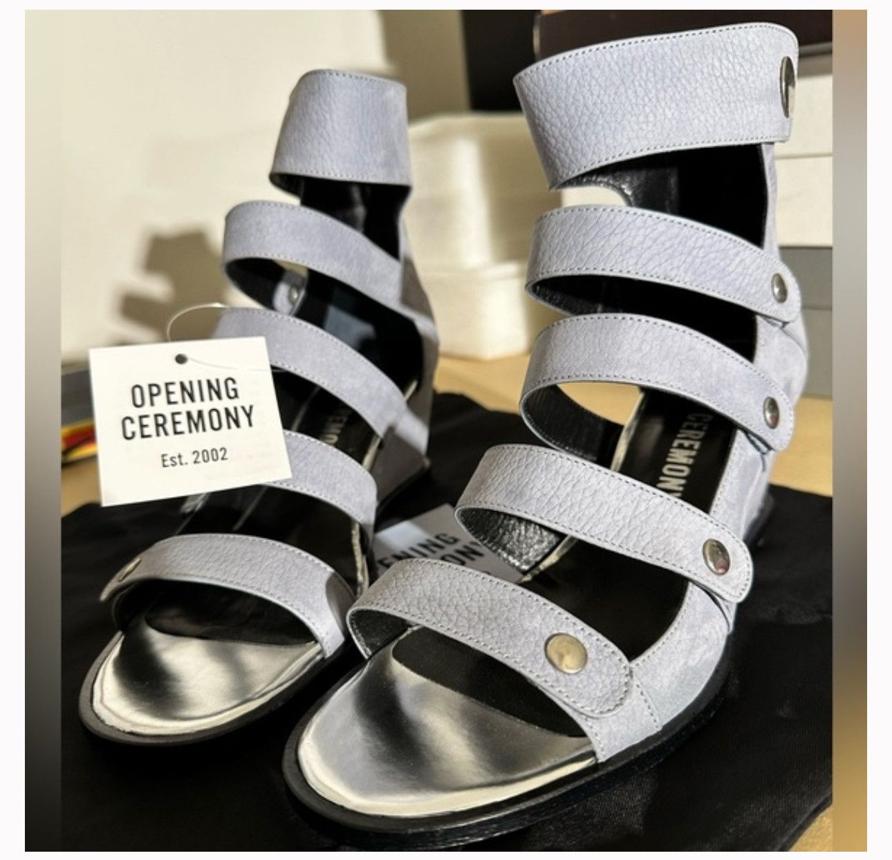 Opening Ceremony Rare Iris Blue Opening Ceremony Suede Wedge Sandal Size US 11 / IT 41 - 2 Thumbnail