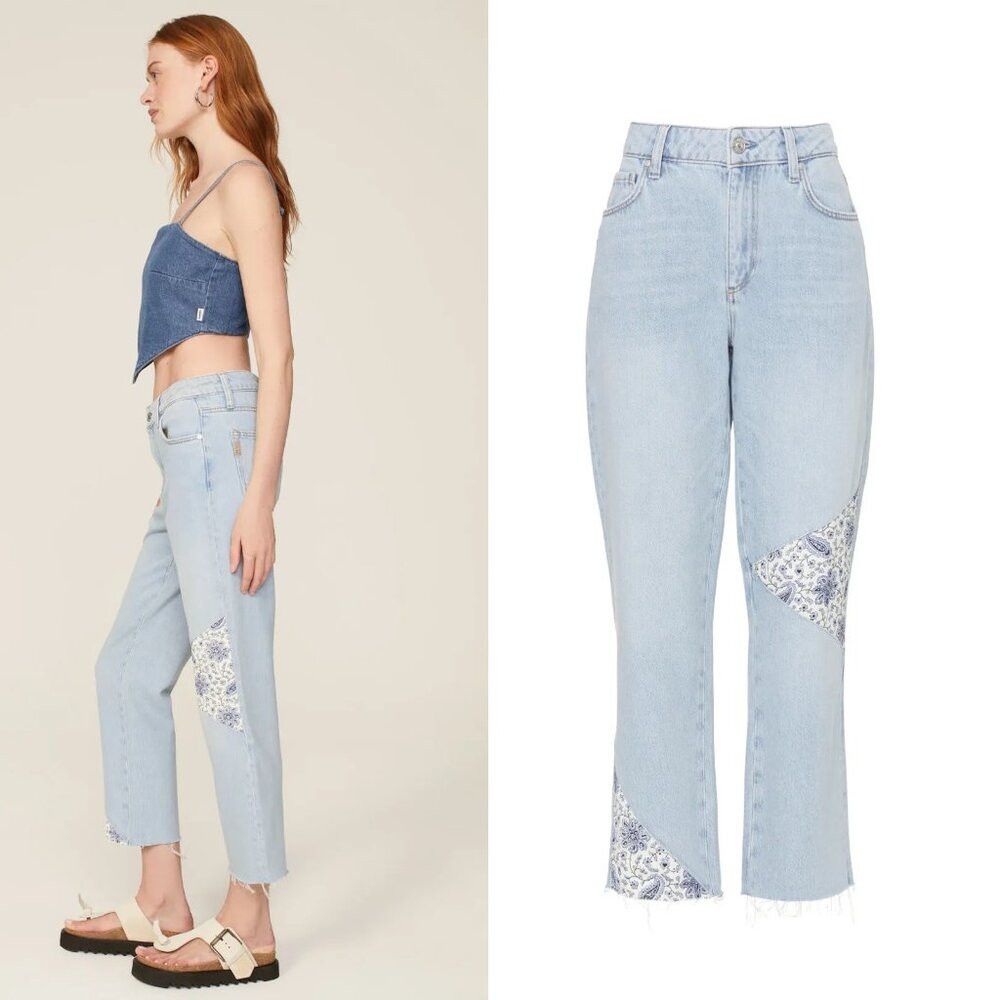 Paige PAIGE Noella Patchwork Crop Jeans Size 30 Size 30" / US 8 / IT 44 - 2 Thumbnail