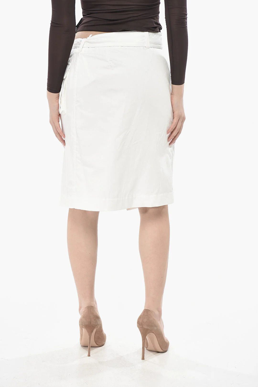 Salvatore Ferragamo og1mm0426 Cotton-Blend Midi Skirt in White Size 28" / US 6 / IT 42 - 2 Thumbnail