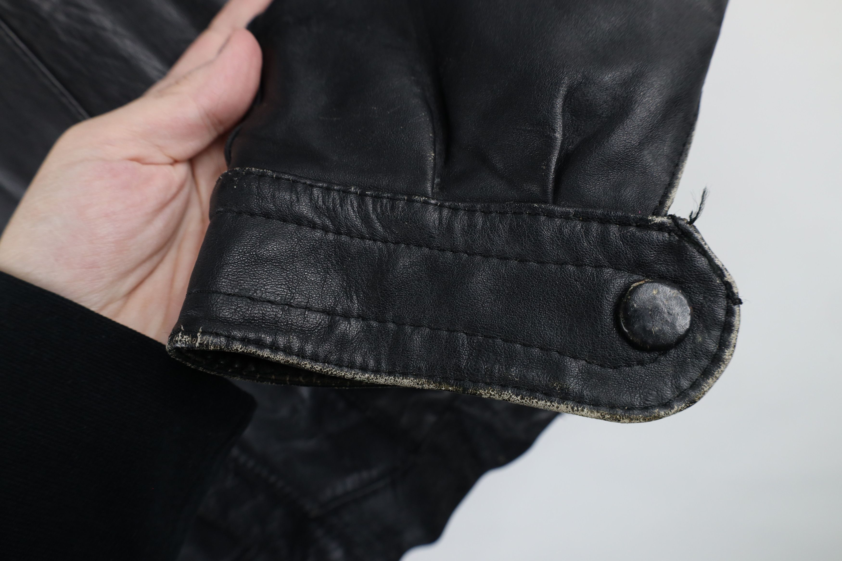 Vintage Vintage 70s Streetwear Leather Moto Bomber Jacket Black Size XL / US 12-14 / IT 48-50 - 4 Thumbnail