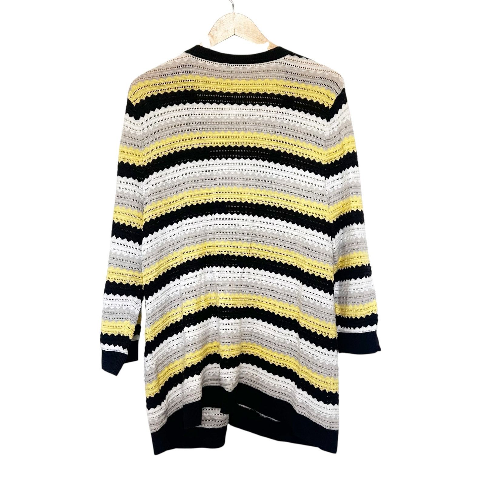 Other CJ Banks Black Yellow White Striped Knit Cardigan Sz 1X Size XL / US 12-14 / IT 48-50 - 4 Thumbnail