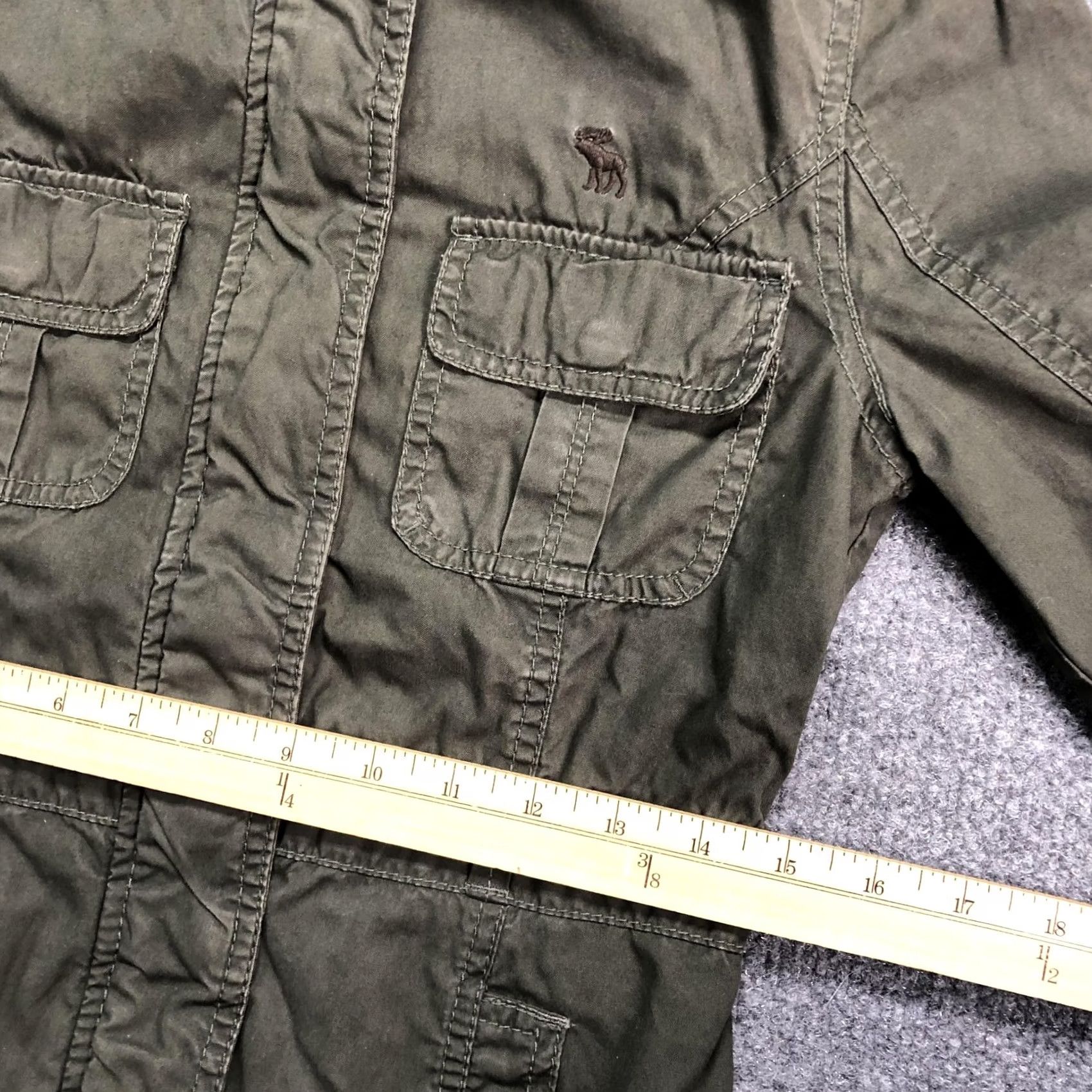 Vintage Abercrombie Jacket Juniors XL Green Hooded Military Twill Utility Zip Pockets Size XL / US 12-14 / IT 48-50 - 3 Thumbnail