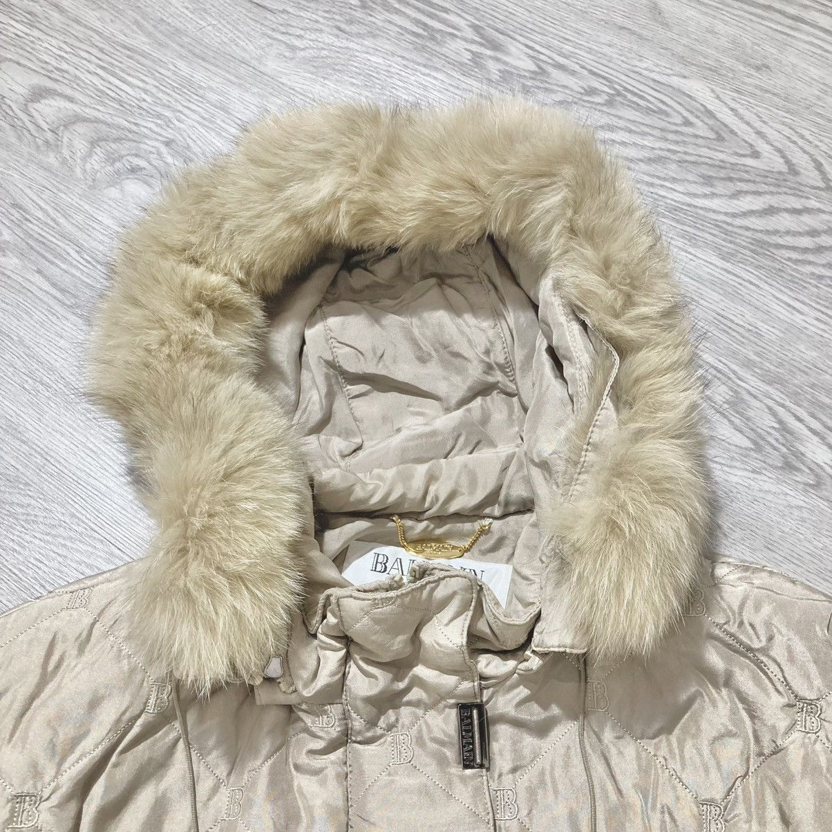Balmain Balmain Paris Monogram Quilted Fur Long Jacket Beige Luxury Size US XL / EU 56 / 4 - 12 Thumbnail