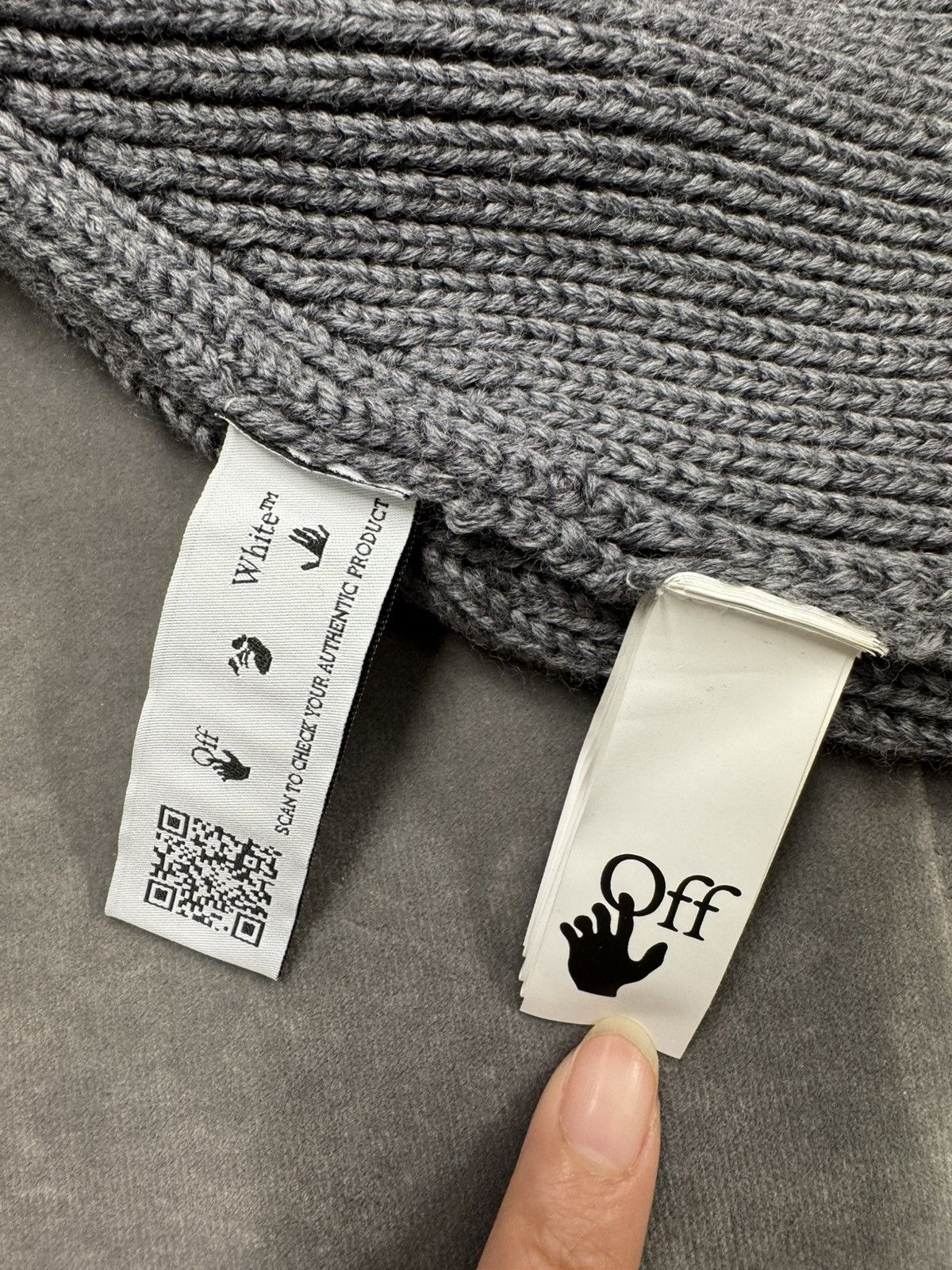 Off-White NWT Wool Rib Beanie - GRAY, OS Size ONE SIZE - 4 Thumbnail