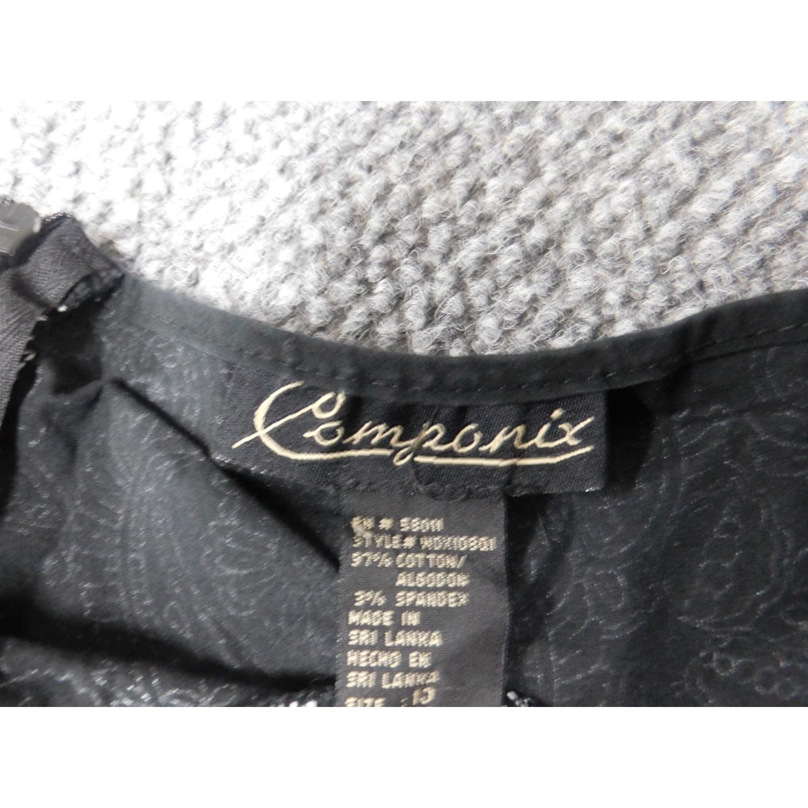 Vintage Componix Womens Dress Midi Black Floral A-Line Knit Polyester Pockets Sleeveless Raglan Short Sleeves Crew Neck Casual 10 Size L / US 10 / IT 46 - 5 Thumbnail