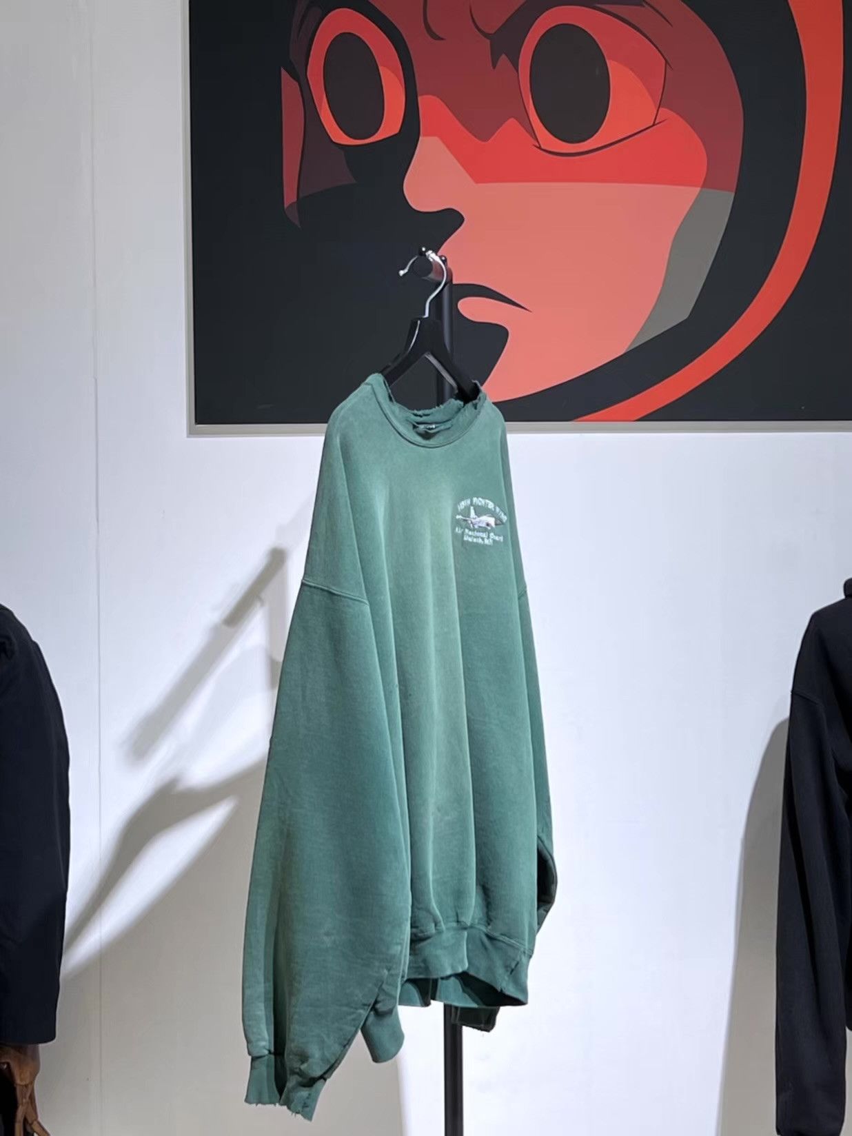 Vintage 80s Vintage Needle Green Boxy Sweatshirt Q13 Size US XL / EU 56 / 4 - 4 Thumbnail