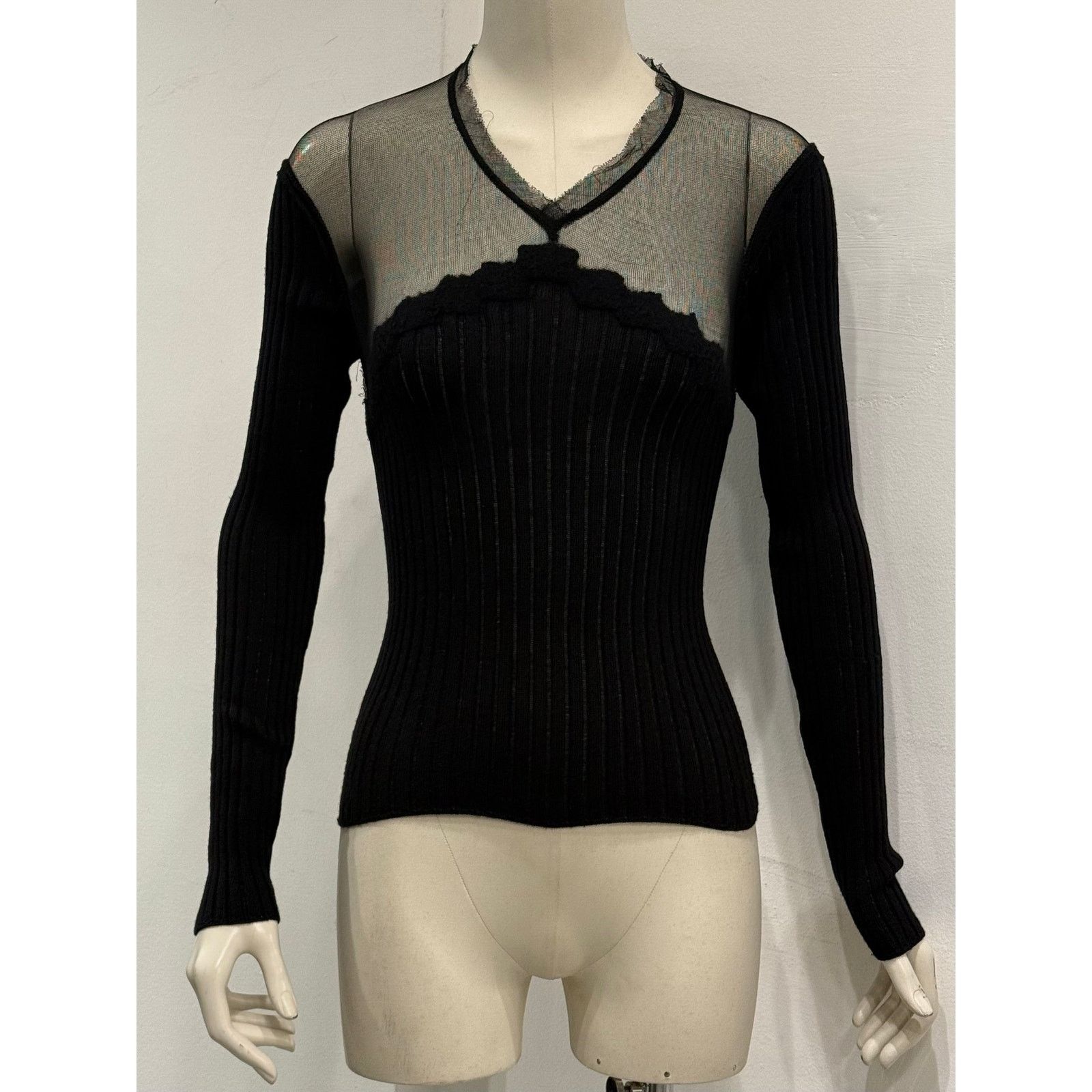 Jean Paul Gaultier 2000s Jean Paul Gaultier hybrid sheer wool top Size M / US 6-8 / IT 42-44 - 1 Thumbnail