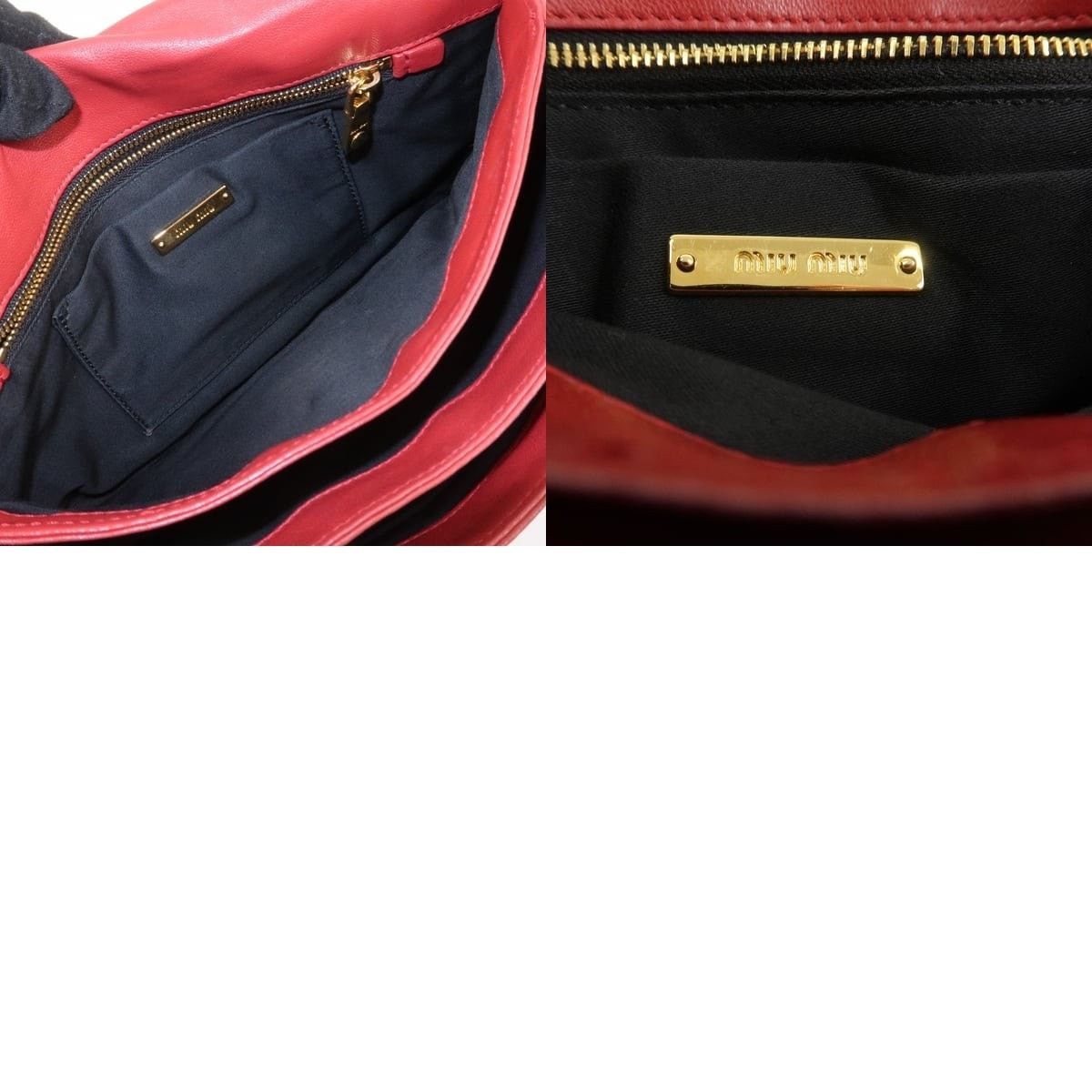 Miu Miu Miu Miu Logo Nappa Leather Flap Bag Red Size ONE SIZE - 8 Thumbnail