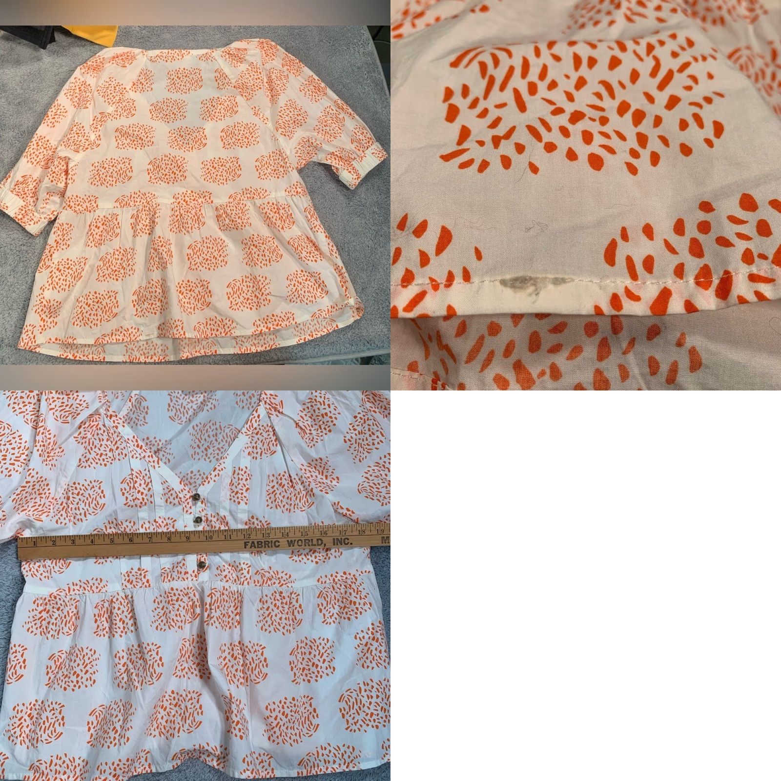 Anthropologie Anthropologie Blouse Orange Woman PP Petites White and Orange SP Moglea The art of Anthropologie Size XXS / US 00 / IT 34 - 8 Thumbnail