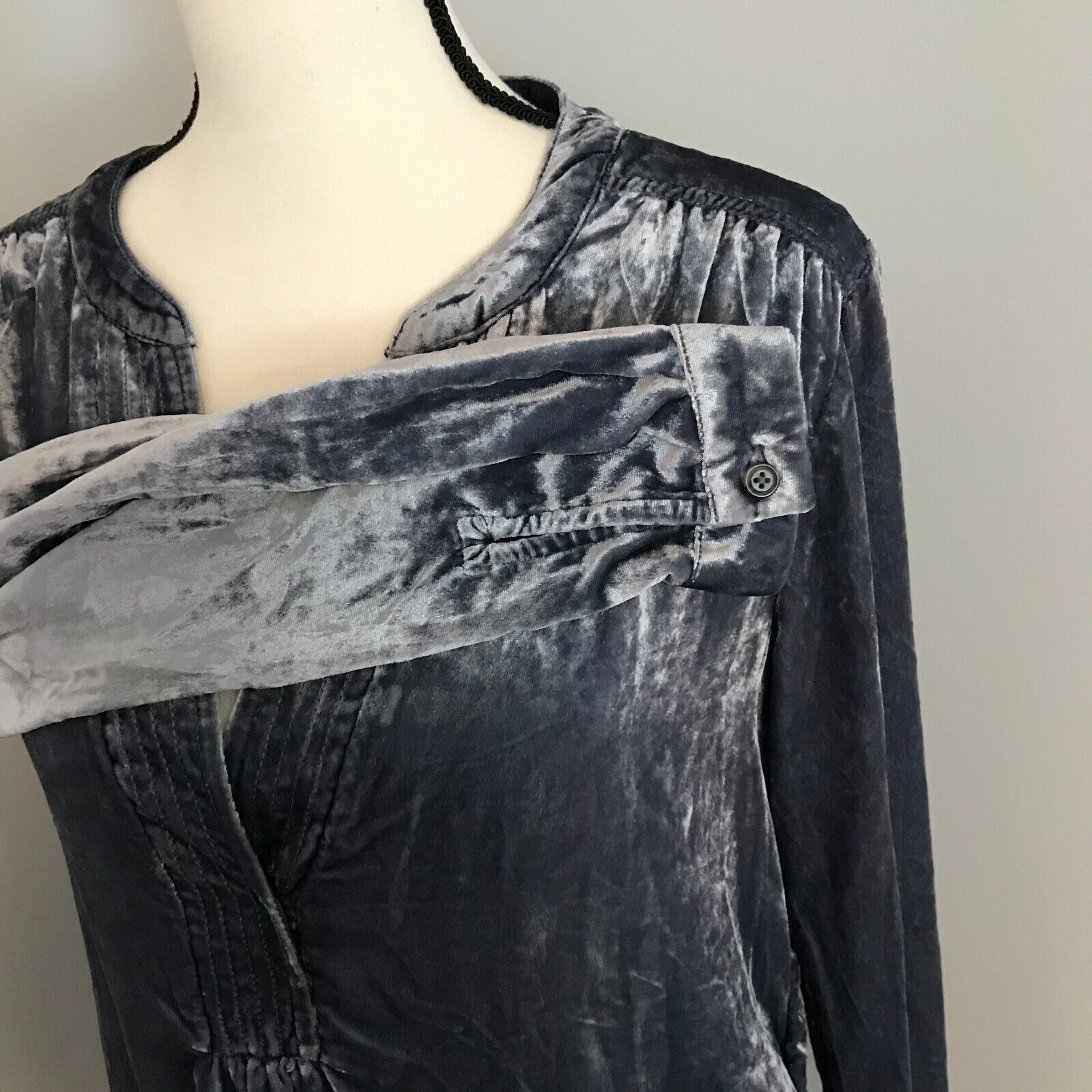 Anthropologie Anthropologie Melody Velvet Tunic Dress Slate Blue L/S Size XS / US 0-2 / IT 36-38 - 4 Thumbnail