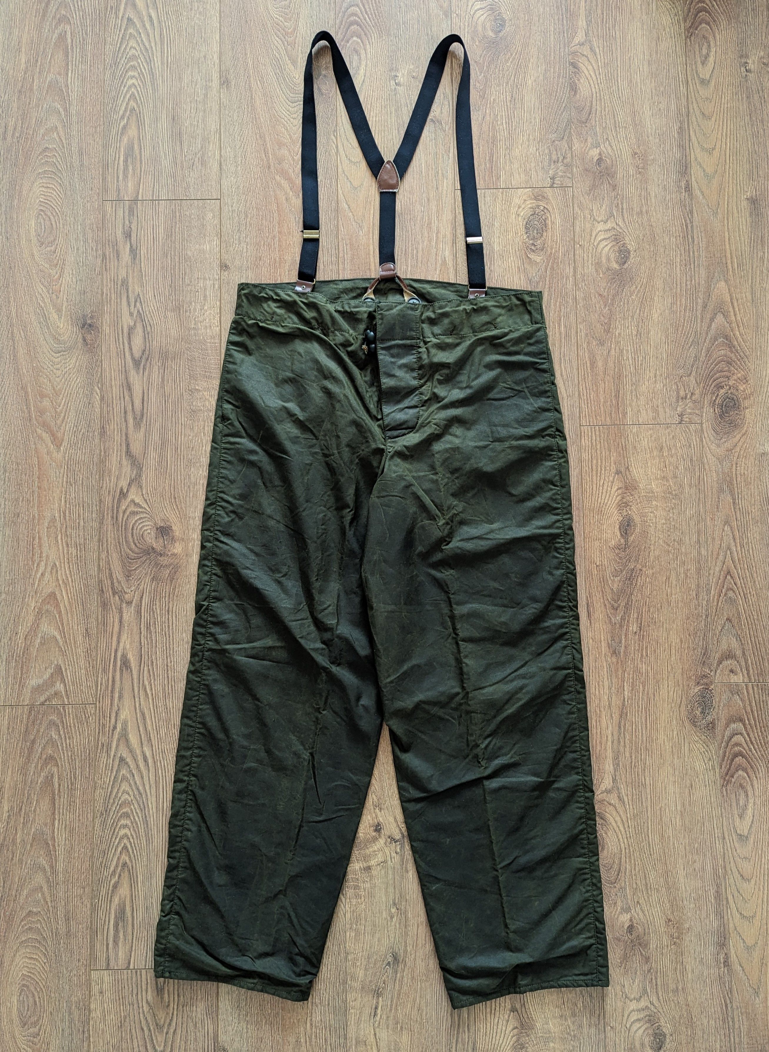 image of Barbour A124 Lined Trousers Wax Made In England Size M Green, Men's