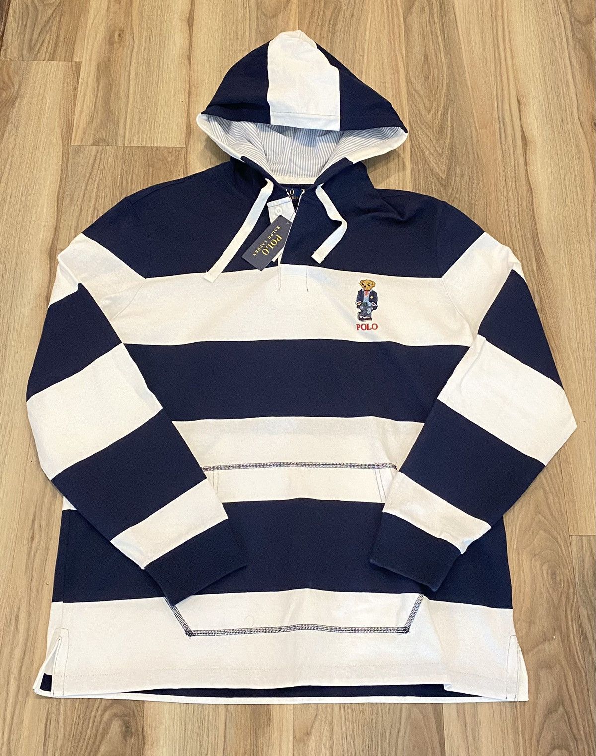 Polo Ralph Lauren Polo Bear Hooded Rugby Jersey Shirt