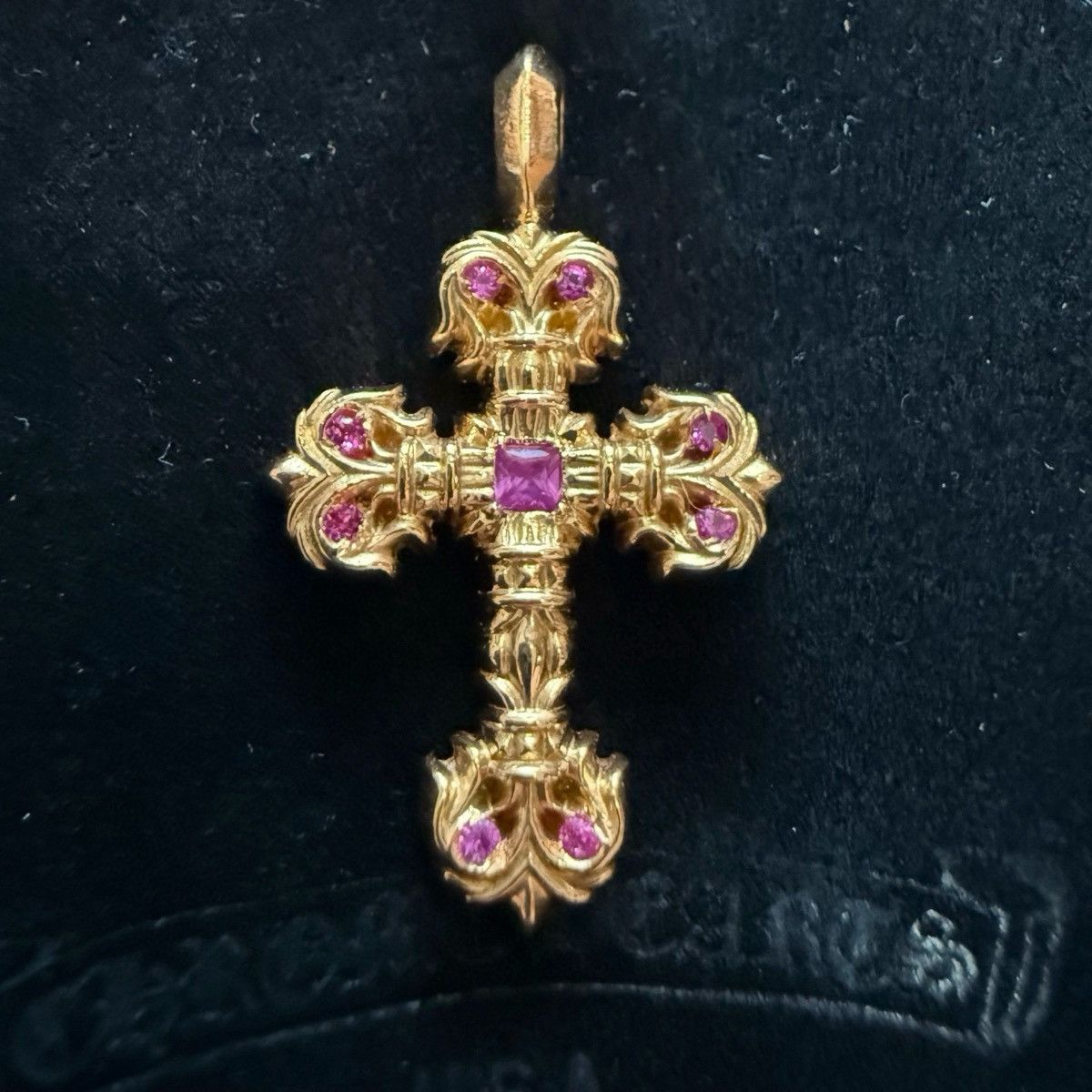 Chrome Hearts Chrome Hearts 22k Filigree Cross Charm with Pink Sapphire Size ONE SIZE - 3 Thumbnail