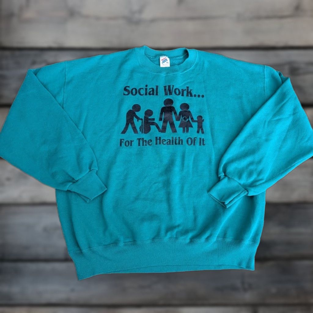 Jerzees Vtg Jerzees Super Sweats Sweatshirt USA Social Work For The Health Of It XL Size XL / US 12-14 / IT 48-50 - 1 Thumbnail