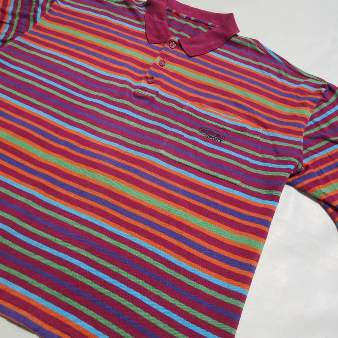 Missoni vintage 90s Missoni sport polo shirt Rainbow Vintage Stripes Size US M / EU 48-50 / 2 - 2 Thumbnail
