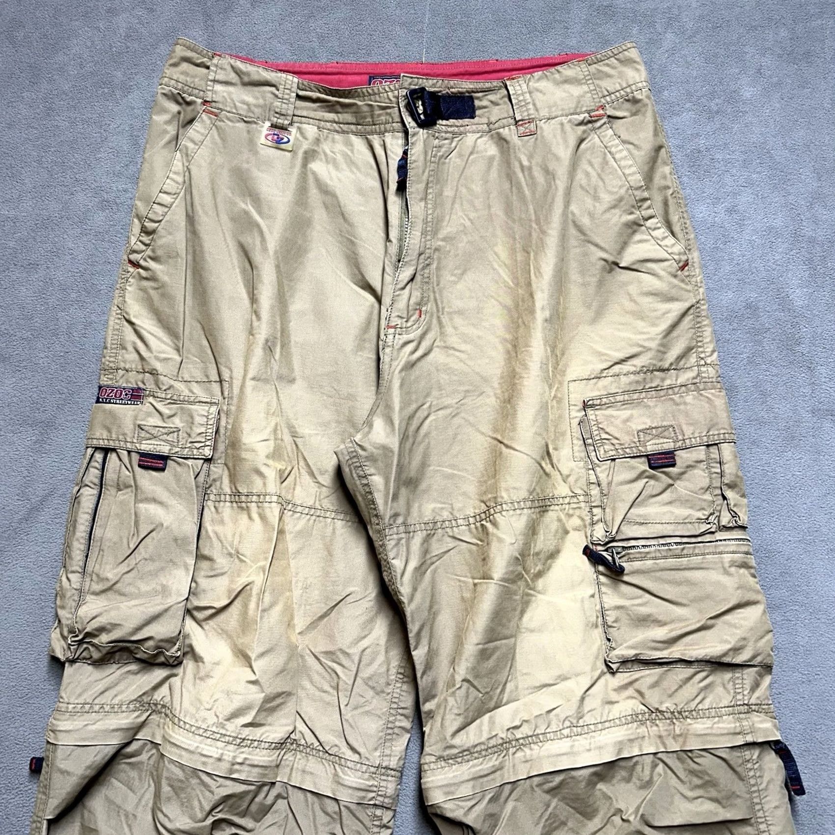 Vintage VINTAGE Ozoc Pants Mens 38x32 Baggy Cargo Festival Wide Leg Skater 90s Pants Mens Brown 90s Hip Hop Mens Size US 38 / EU 54 - 3 Thumbnail