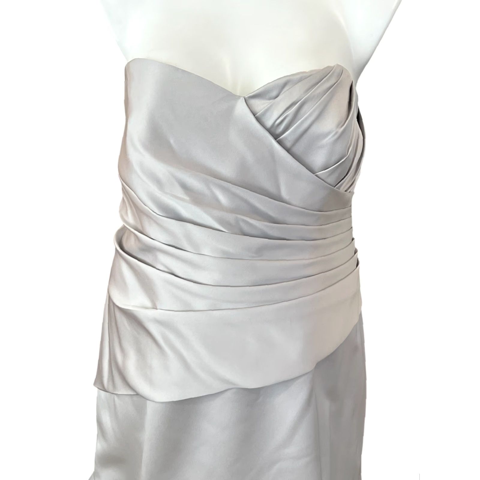 Vintage NWT Silver Bridesmaid Formal Dress 22W ALFRED ANGELO Moonlight Waltz A-Line Formal Dress Satin Halter Sleeveless 54" 7168W Womens Size ONE SIZE - 2 Thumbnail