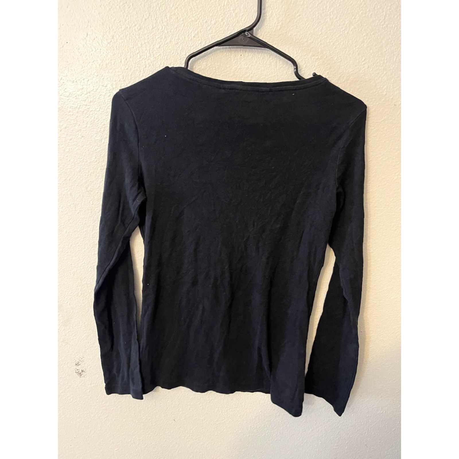 H&M VINTAGE H&M Shirt Women Size M Long Sleeve Organic Cotton Casual Black 90s Classic Size M / US 6-8 / IT 42-44 - 2 Thumbnail