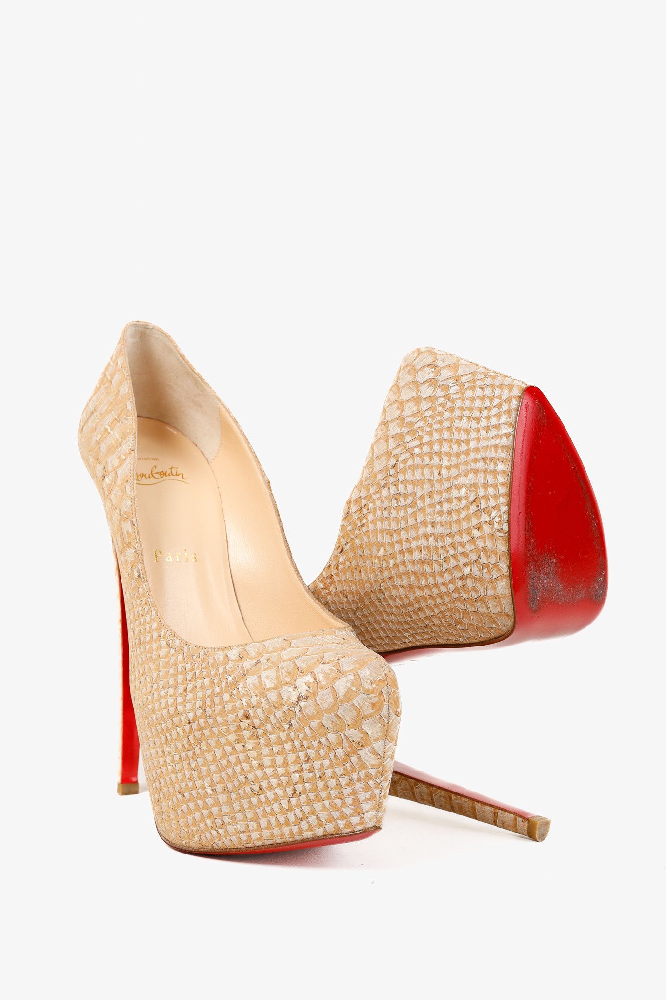 Christian Louboutin Christian Louboutin Daffodile 160 Snake-Embossed Platforms Size US 9 / IT 39 - 9 Thumbnail