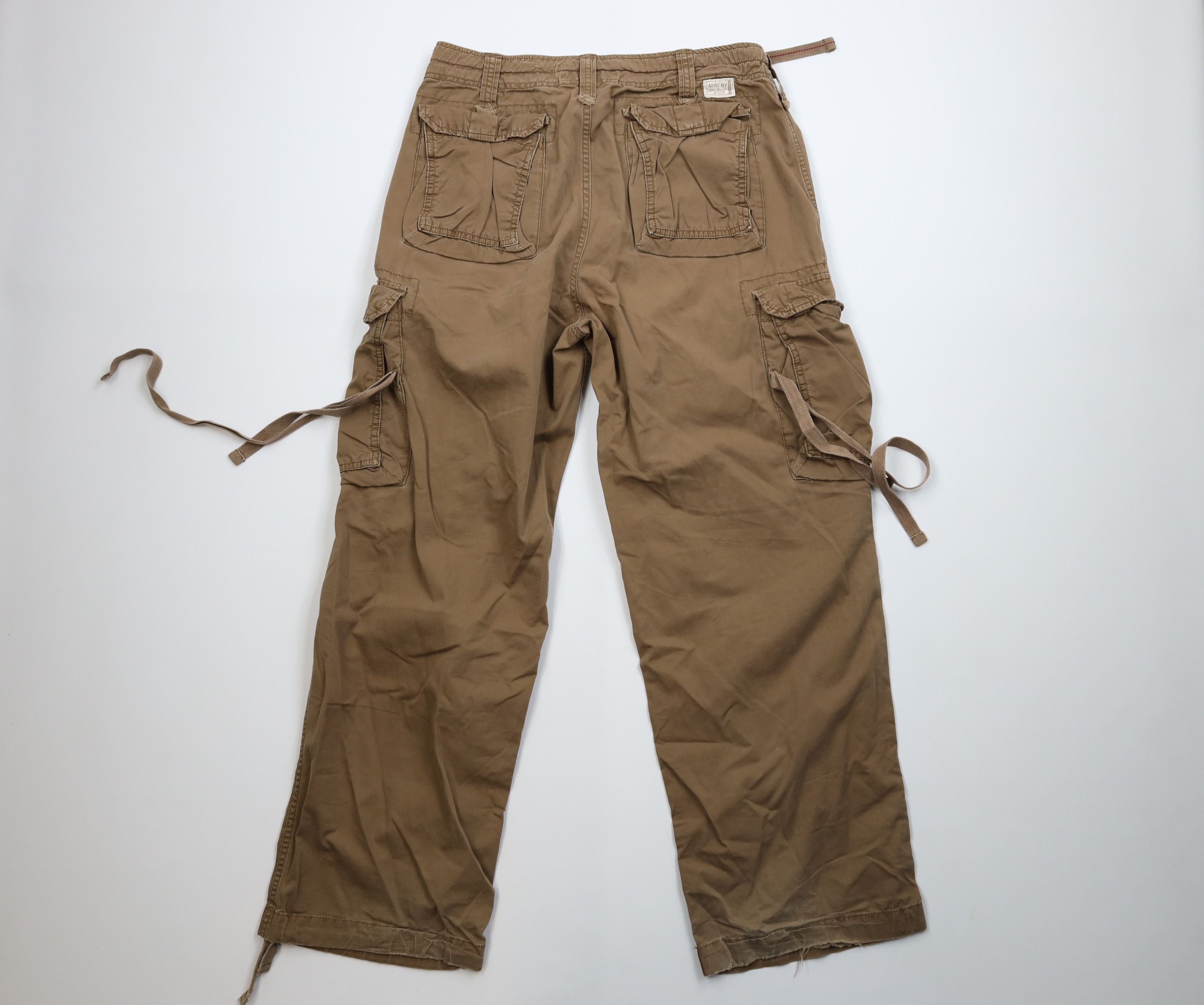 Aeropostale Vintage 90s Y2K Aeropostale Wide Leg Cargo Pants Brown Size US 32 / EU 48 - 10 Thumbnail