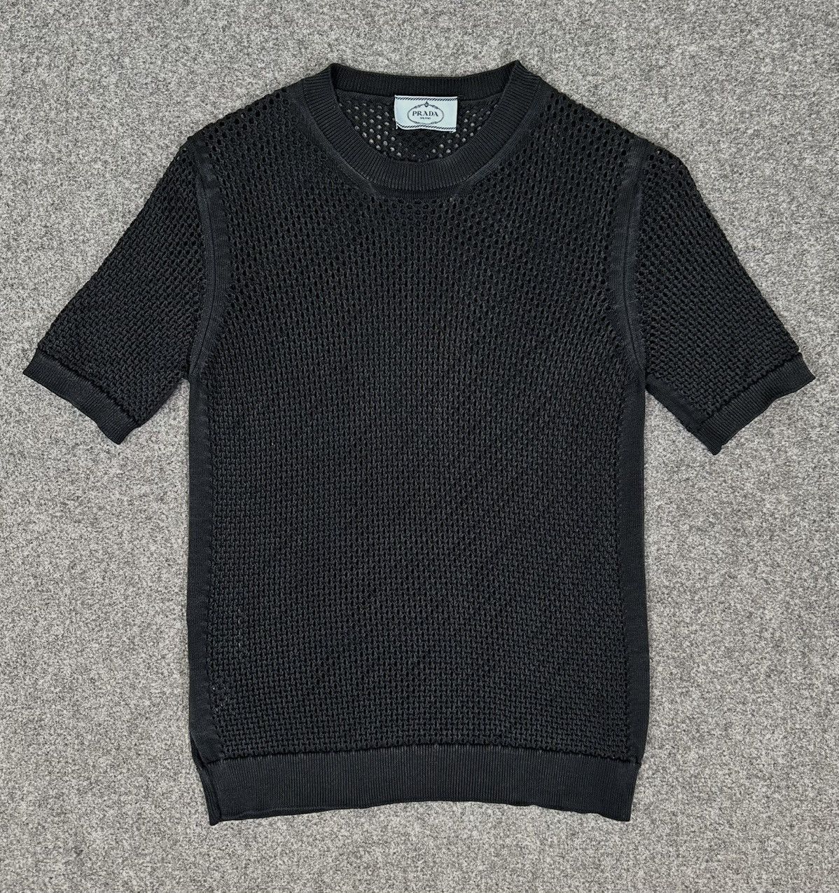 Prada - Knitted See Through- Short Sleeve Shirt - Logo