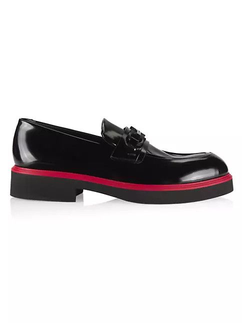 o1s1rm0724 Fiorello Patent Leather Loafers in Black/Red