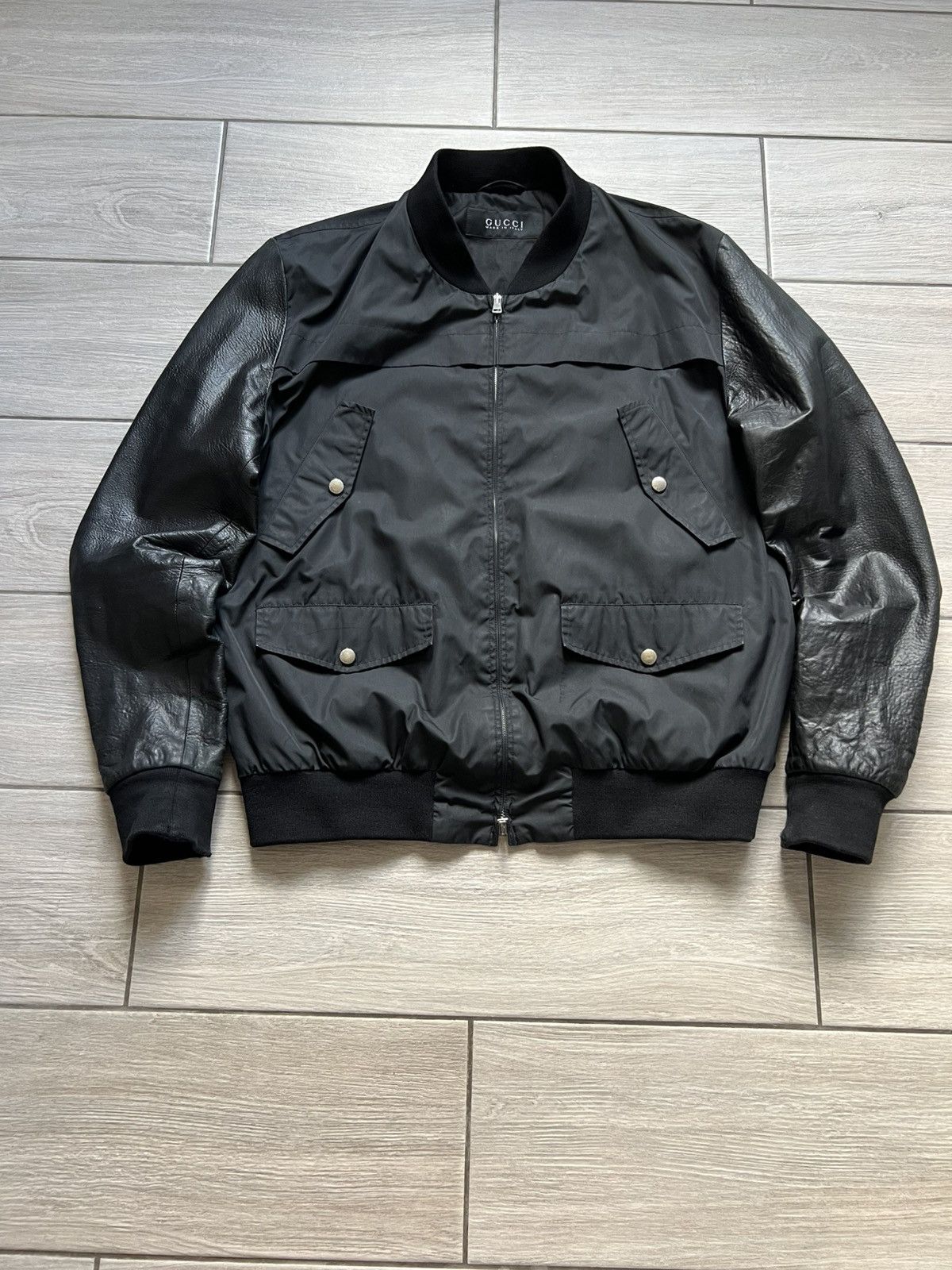 Gucci Gucci Bomber Jacket Leather Sleeve Rare Old Money Size US L / EU 52-54 / 3 - 3 Thumbnail