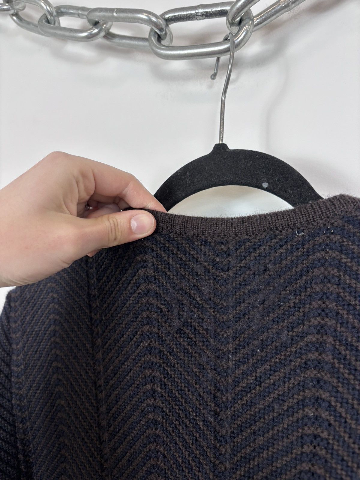 Gianfranco Ferre Vintage Gianfranco Ferre Forma Blue Brown Wool Sweater Size XL / US 12-14 / IT 48-50 - 14 Thumbnail