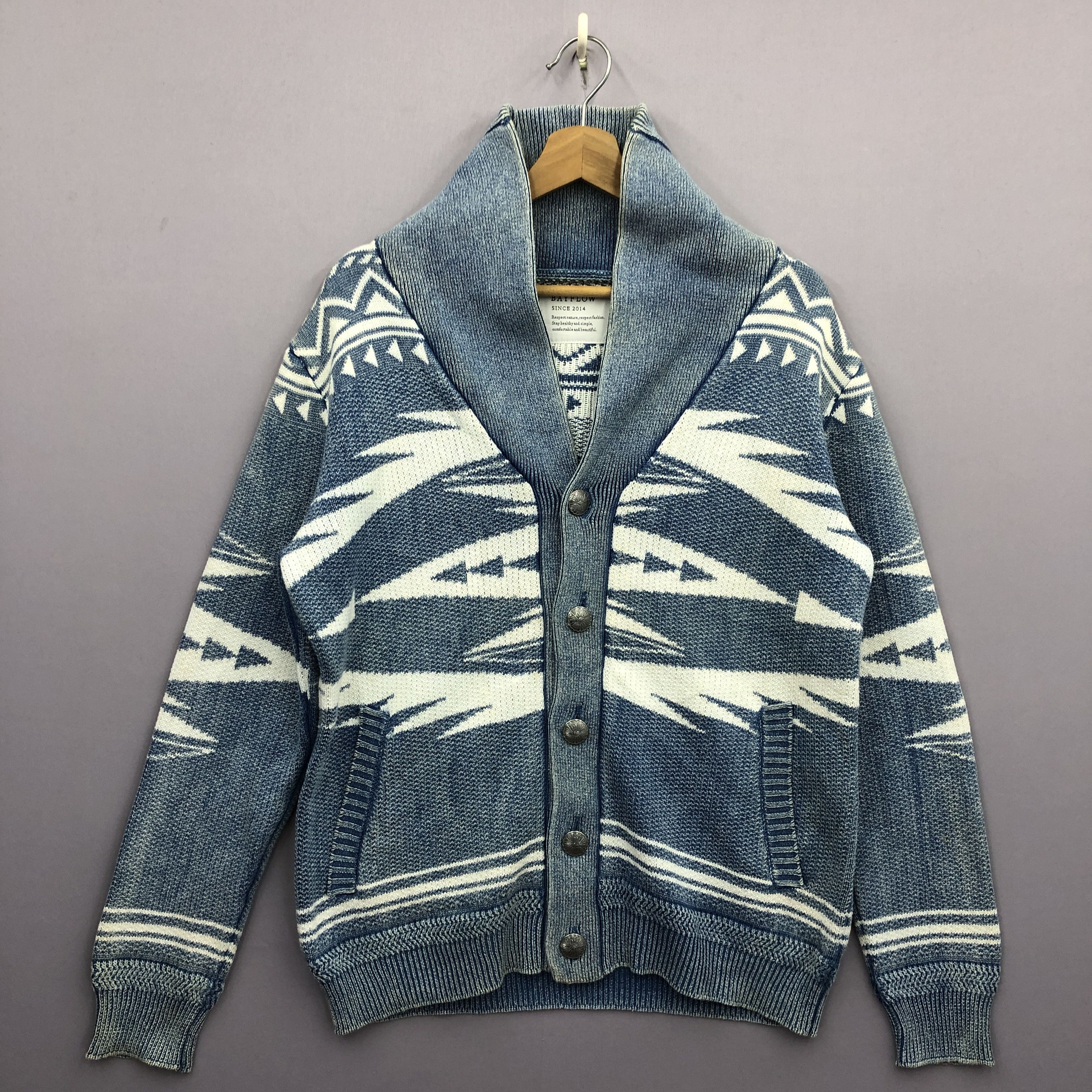 Japanese Brand Aztec Navajo Pattern Cardigan Knit Sweater Sweatshirt Size US M / EU 48-50 / 2 - 3 Thumbnail