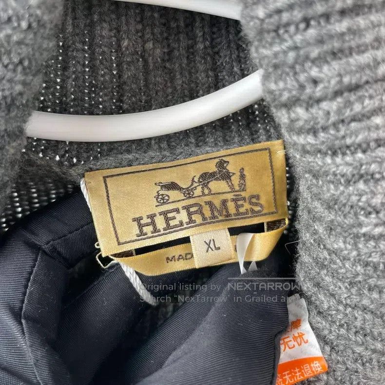 Hermes Hermes Tip-Off Pure Cashmere Knit Top with Leather, Gray Size XL / US 12-14 / IT 48-50 - 7 Thumbnail