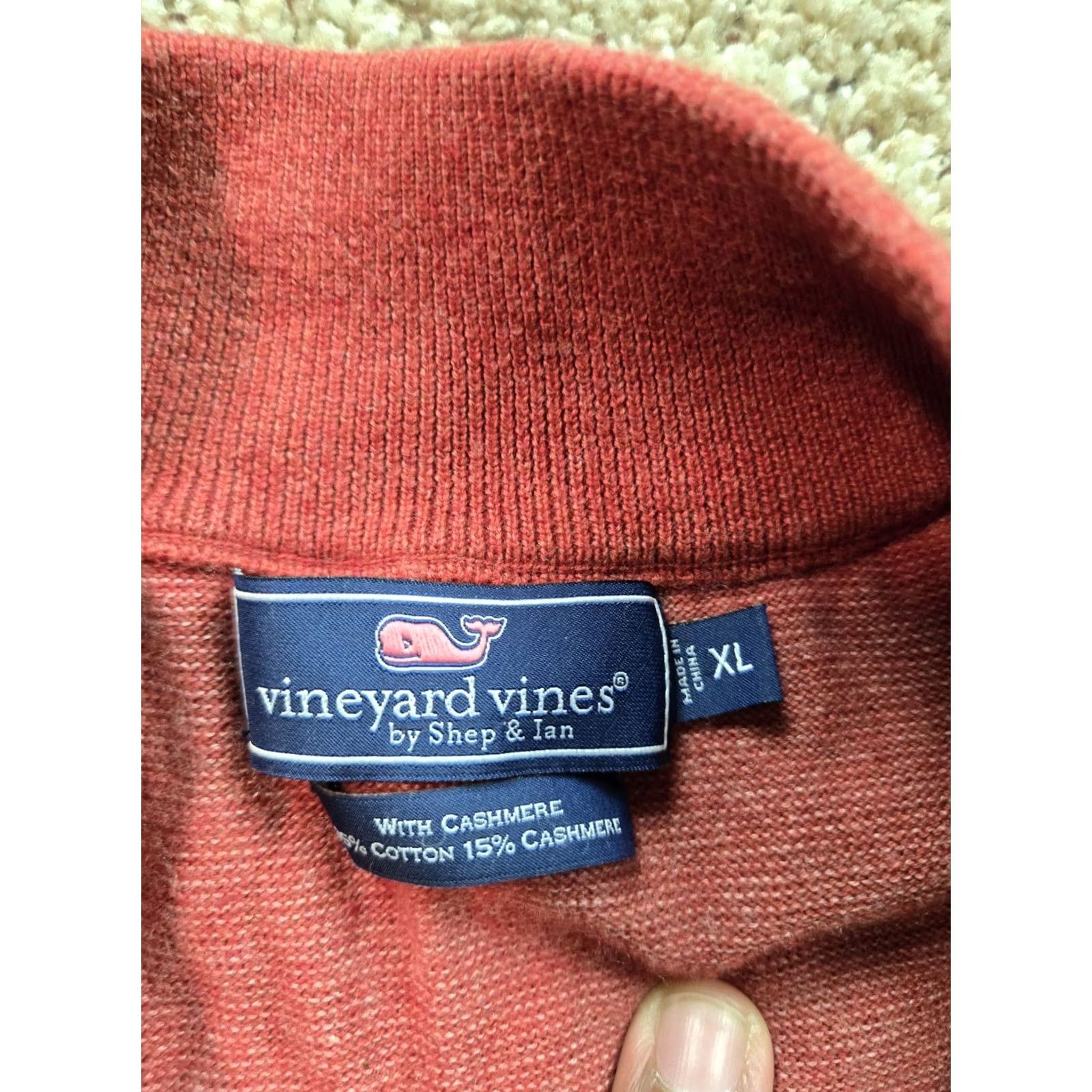 Vineyard Vines Vineyard Vines Sweater Mens XL Red 1/4 Zip Pullover Mock Neck Cotton Cashmere Knit Pullover Logo Vintage? No Size US XL / EU 56 / 4 - 3 Thumbnail