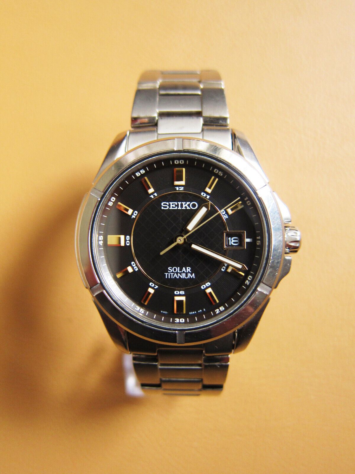 Seiko SEIKO V145-0AX0 Solar Titanium Men's Watch Black Dial (JDM