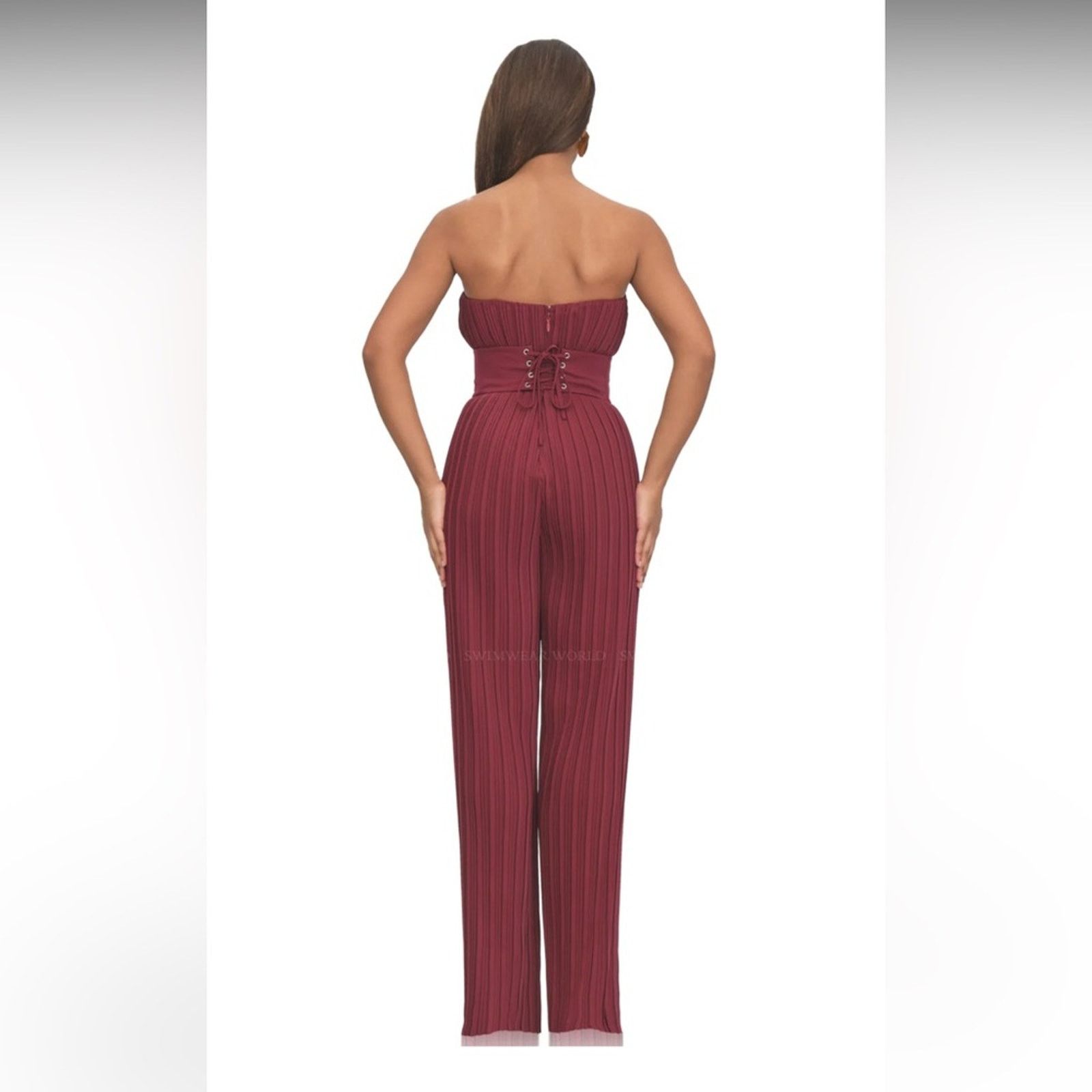 REVOLVE NWT Andrea Iyamah $420 Burgundy Strapless Jumpsuit Size S Size 27" / US 4 / IT 40 - 3 Thumbnail