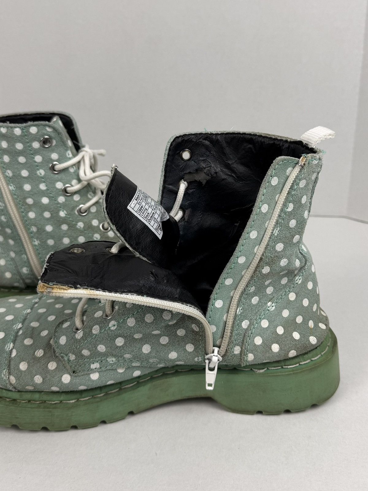 T.U.K. Footwear Anarchic TUK Boots Mint Polka Dots Anarchy Leather Combat Size US 10 / IT 40 - 10 Thumbnail