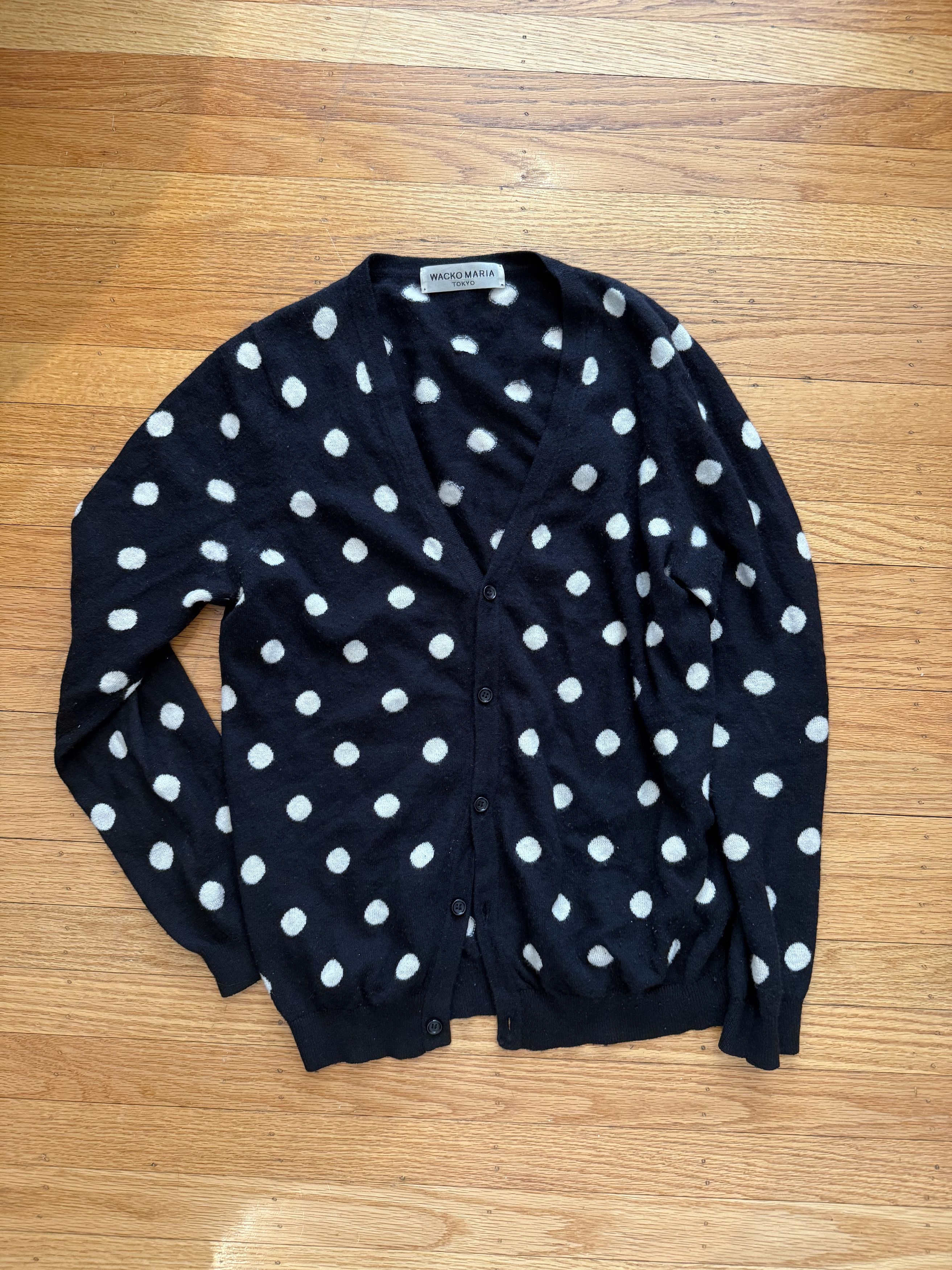 Wacko Maria Black/White Polka Dot Cashmere Cardigan Size US M / EU 48-50 / 2 - 1 Thumbnail