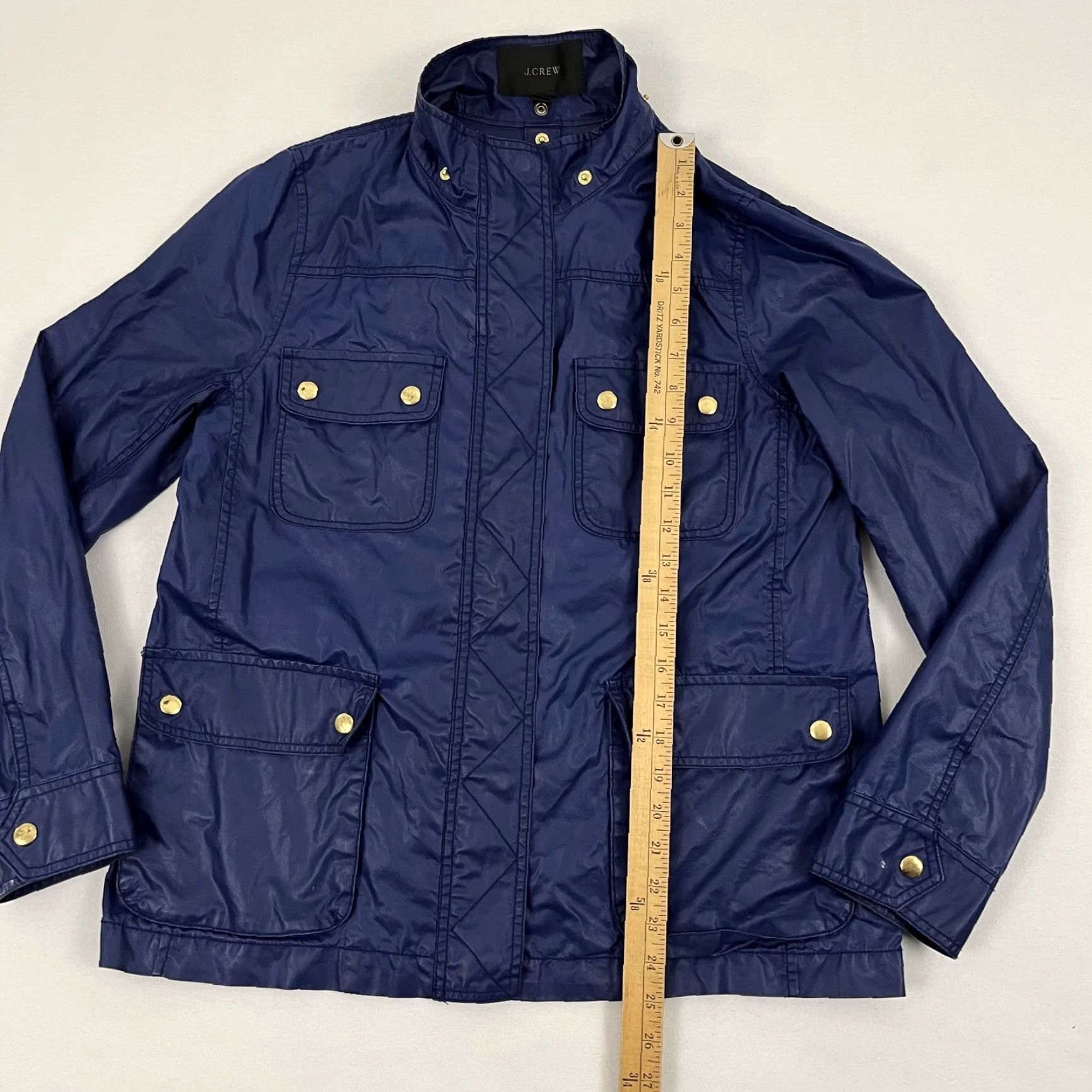 J.Crew VINTAGE J. Crew Downtown Jacket Womens M Blue Waxed Field Chore Military Cargo Y2K Size M / US 6-8 / IT 42-44 - 3 Thumbnail